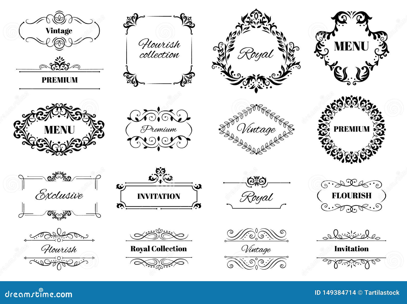 Decoration Ornament Frame. Vintage Calligraphic Motif Ornate Text