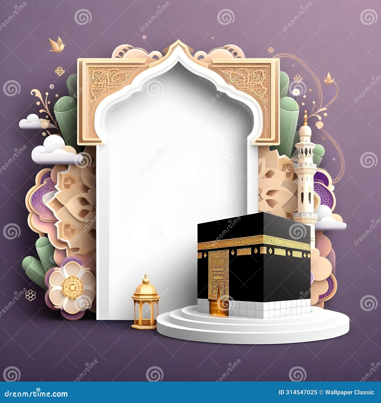 decoration template  eid aladha kabah mekkah mosque alharam ai generator