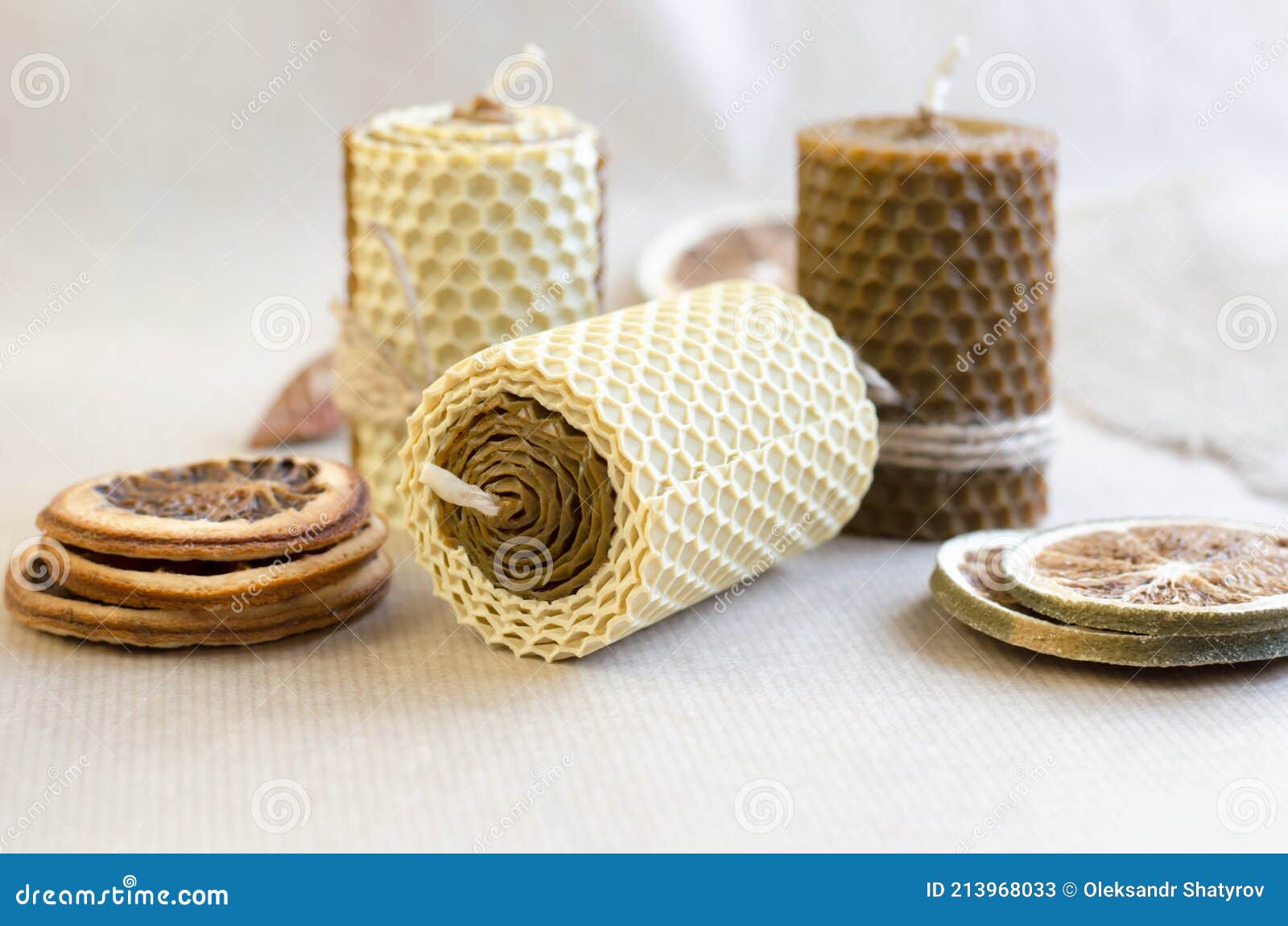 Handmade Decorative Wax Candles with Honey Aroma Stock Image Image of