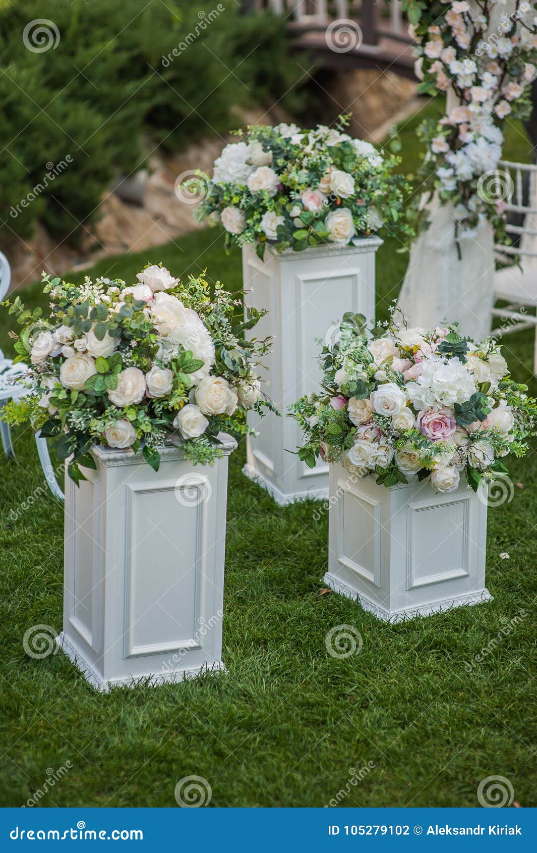 Decorations on Wedding Tables Flowers Scenery Stock Photo Image of