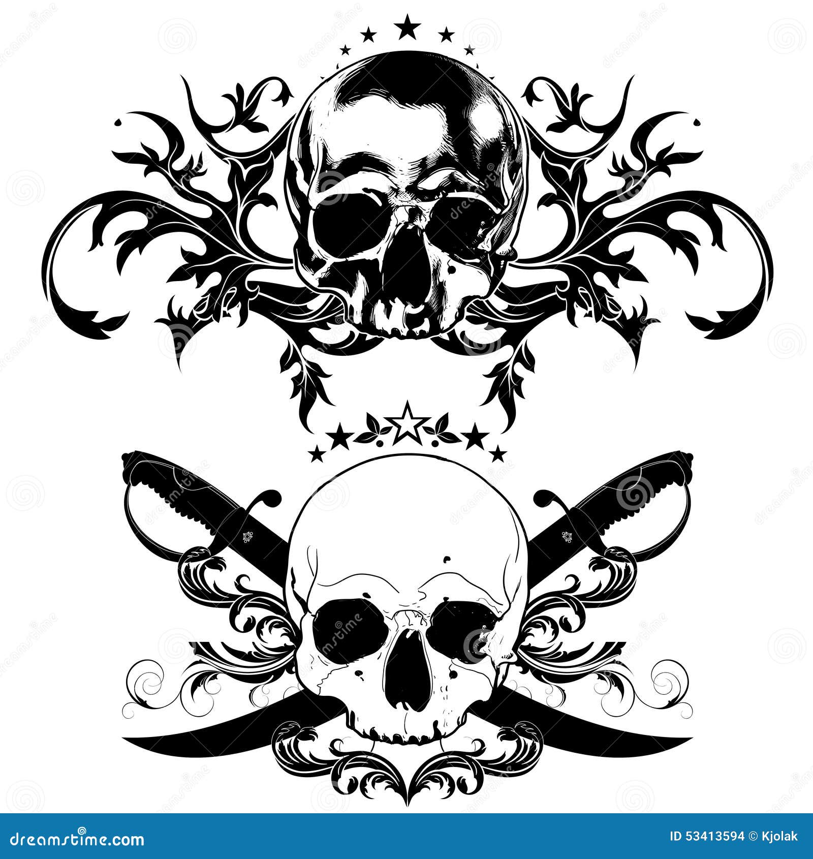 Decorative Art Background with Skull Stock Vector - Illustration of ...