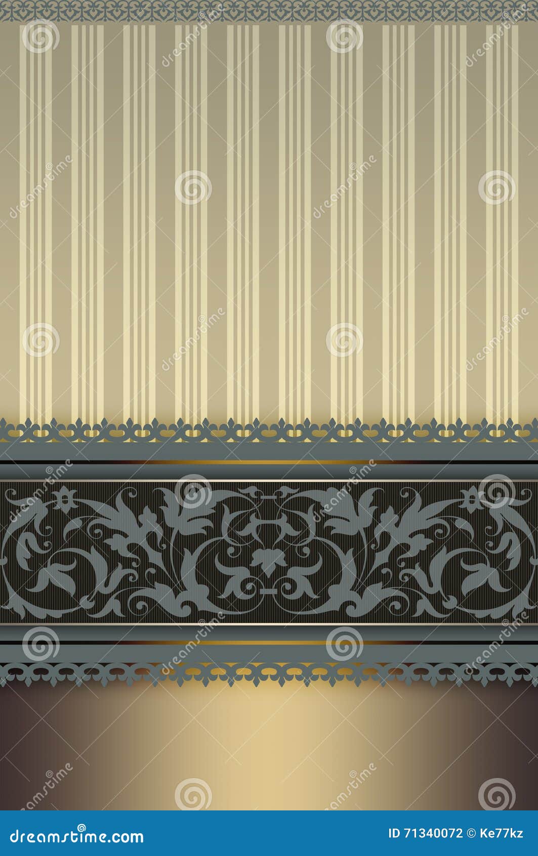 Decorative Background with Vintage Patterns and Border. Stock