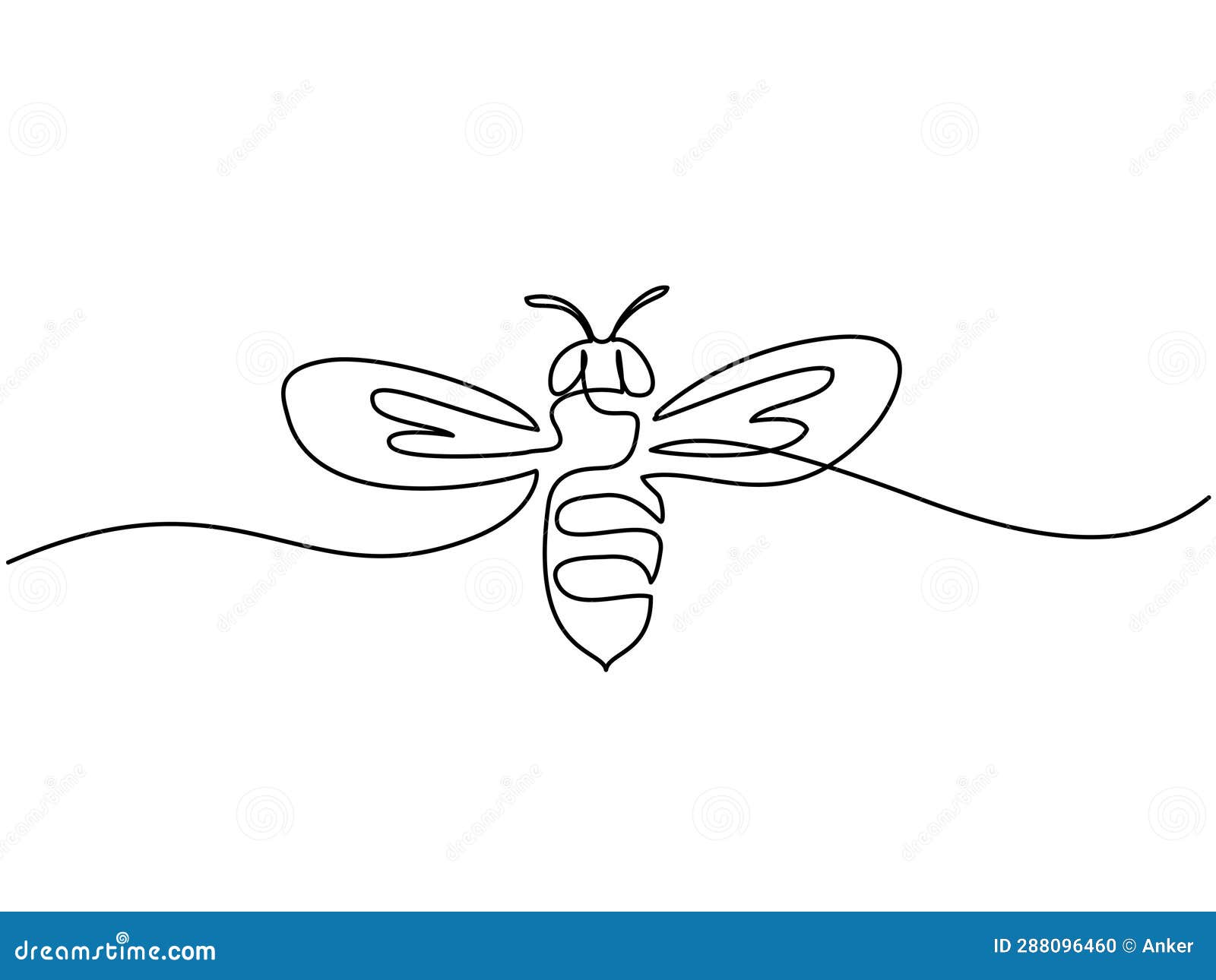 decorative bee for farm logo identity. continuous one line drawing