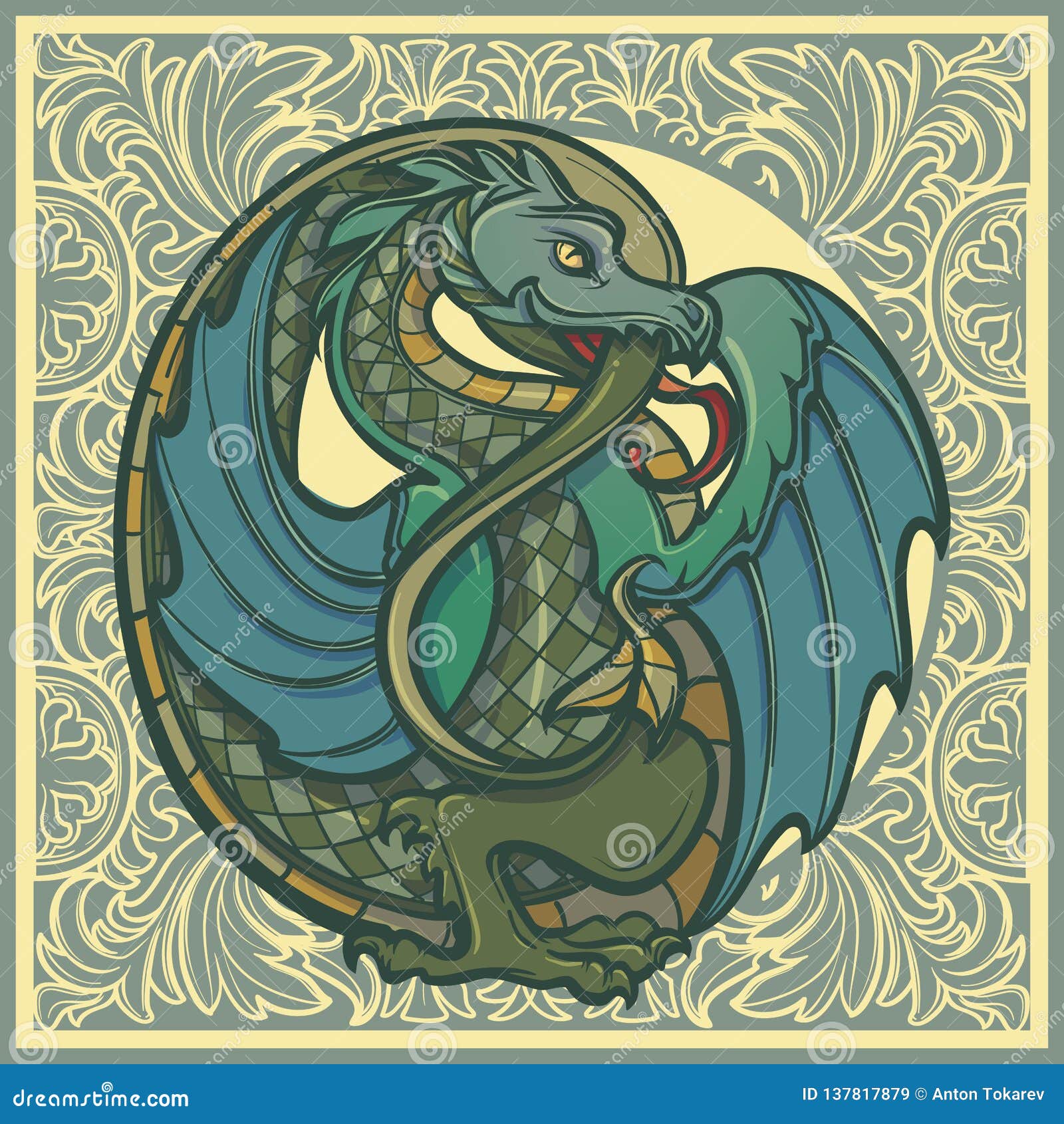 Decorative Bird. Medieval Gothic Style Concept Art ...