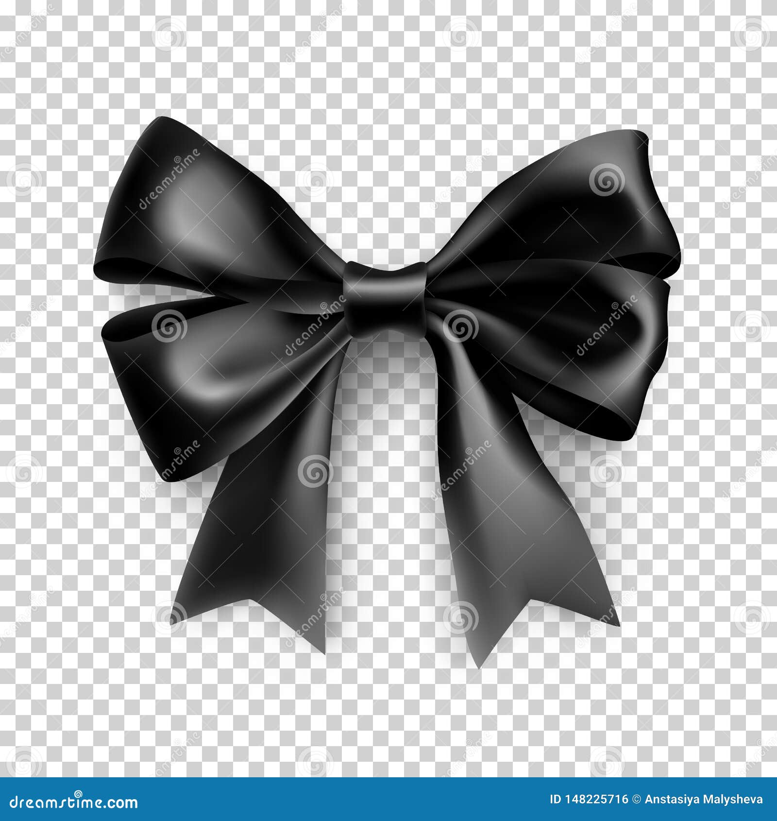 Decorative Black Bow with Ribbon Stock Vector - Illustration of