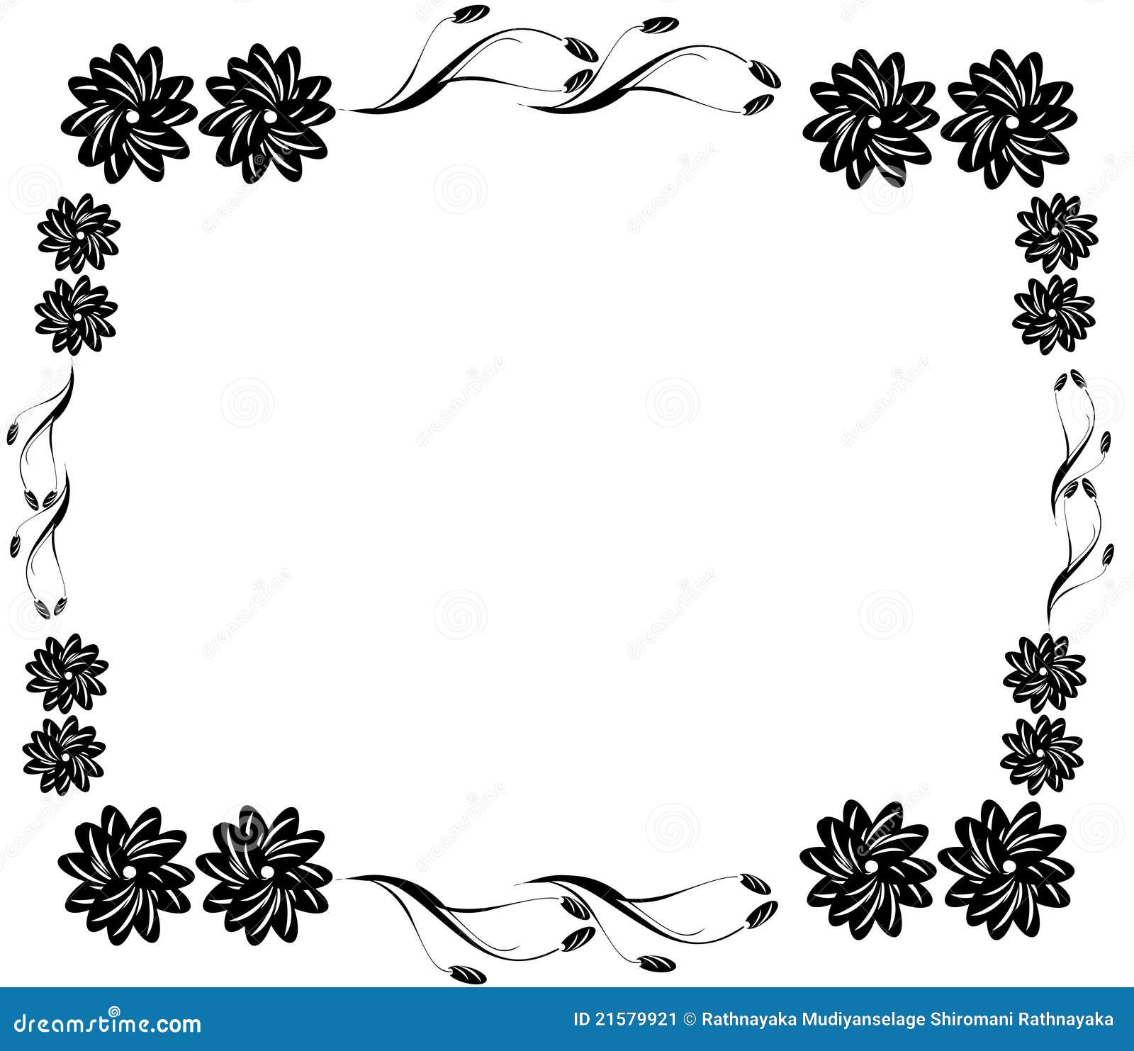 black and white simple floral border