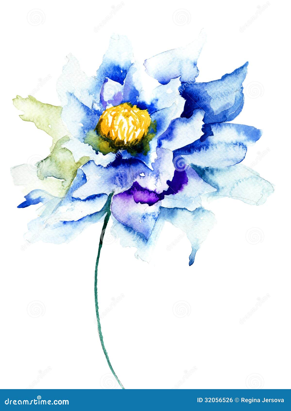 Decorative blue flower stock illustration. Illustration of grunge