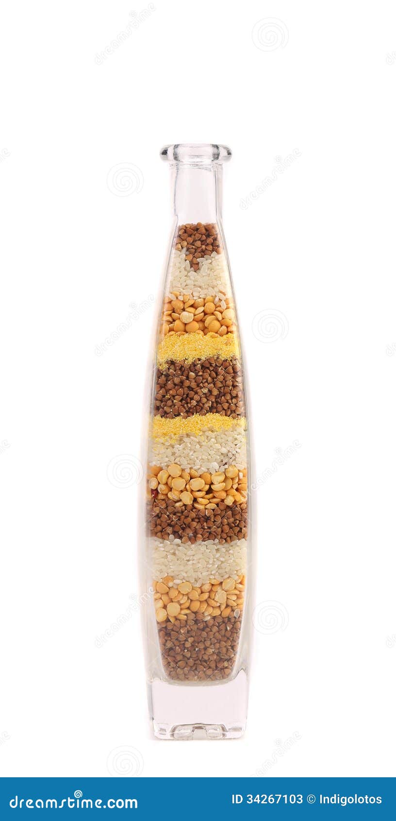 Decorative Bottle with Different Coloured Seeds. Stock Image Image of