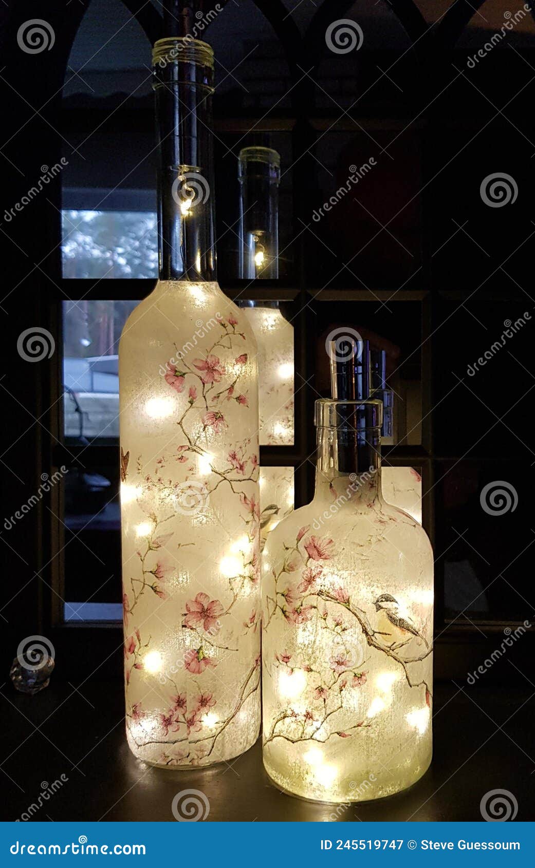 Decorative Bottles with Lights in Them Stock Image Image of bottle