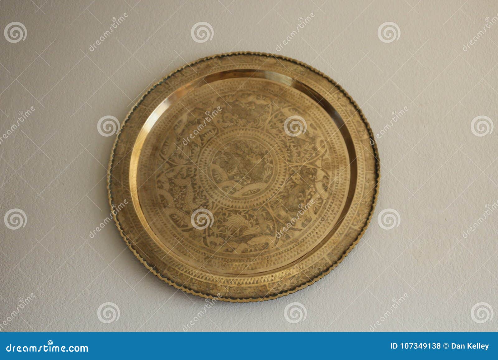 Decorative Brass Platter Made in India Stock Photo Image of