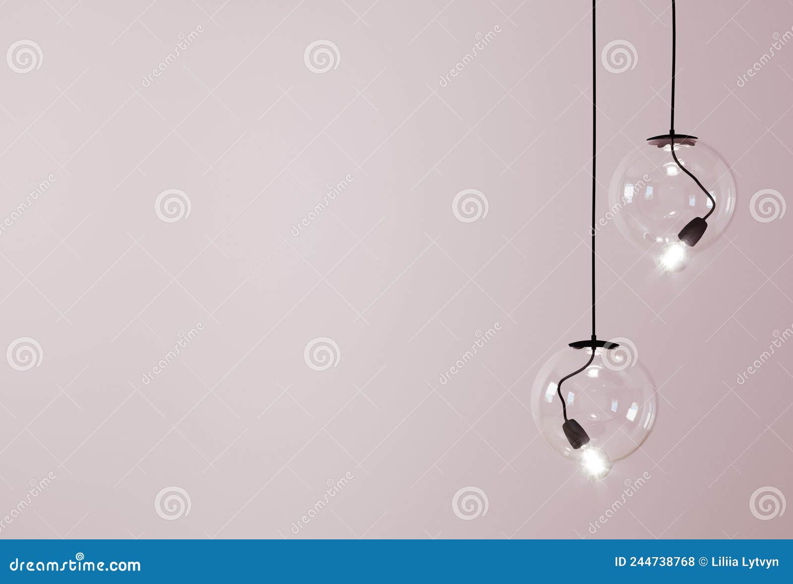 Decorative Ceiling Lights Hanging Lights on Pink Background with Copy