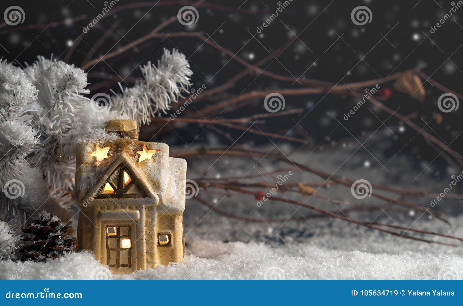 Decorative Christmas Decorations, A House In The Snow Stock Image ...