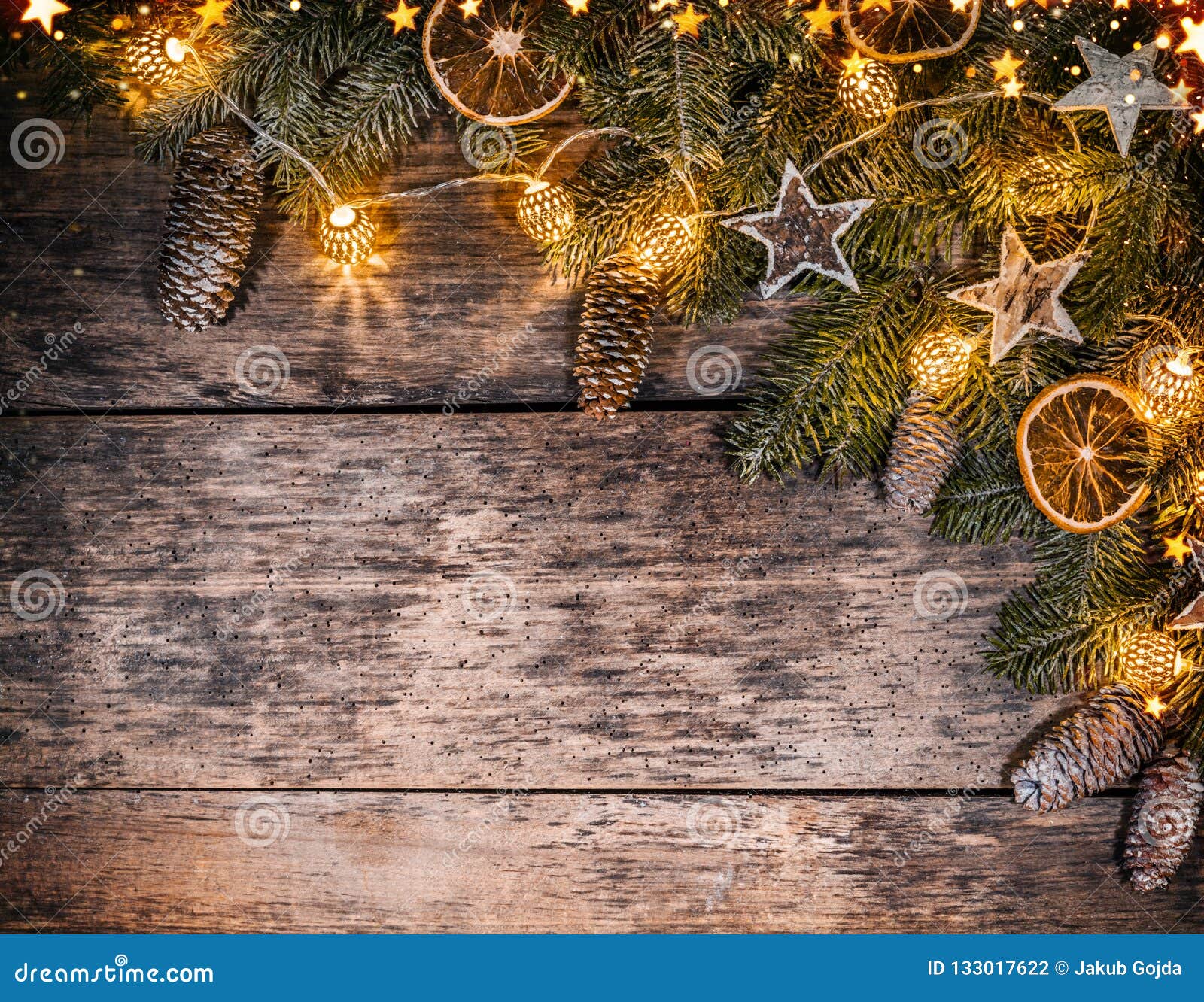 Decorative Christmas Rustic Background Stock Photo - Image of garland ...