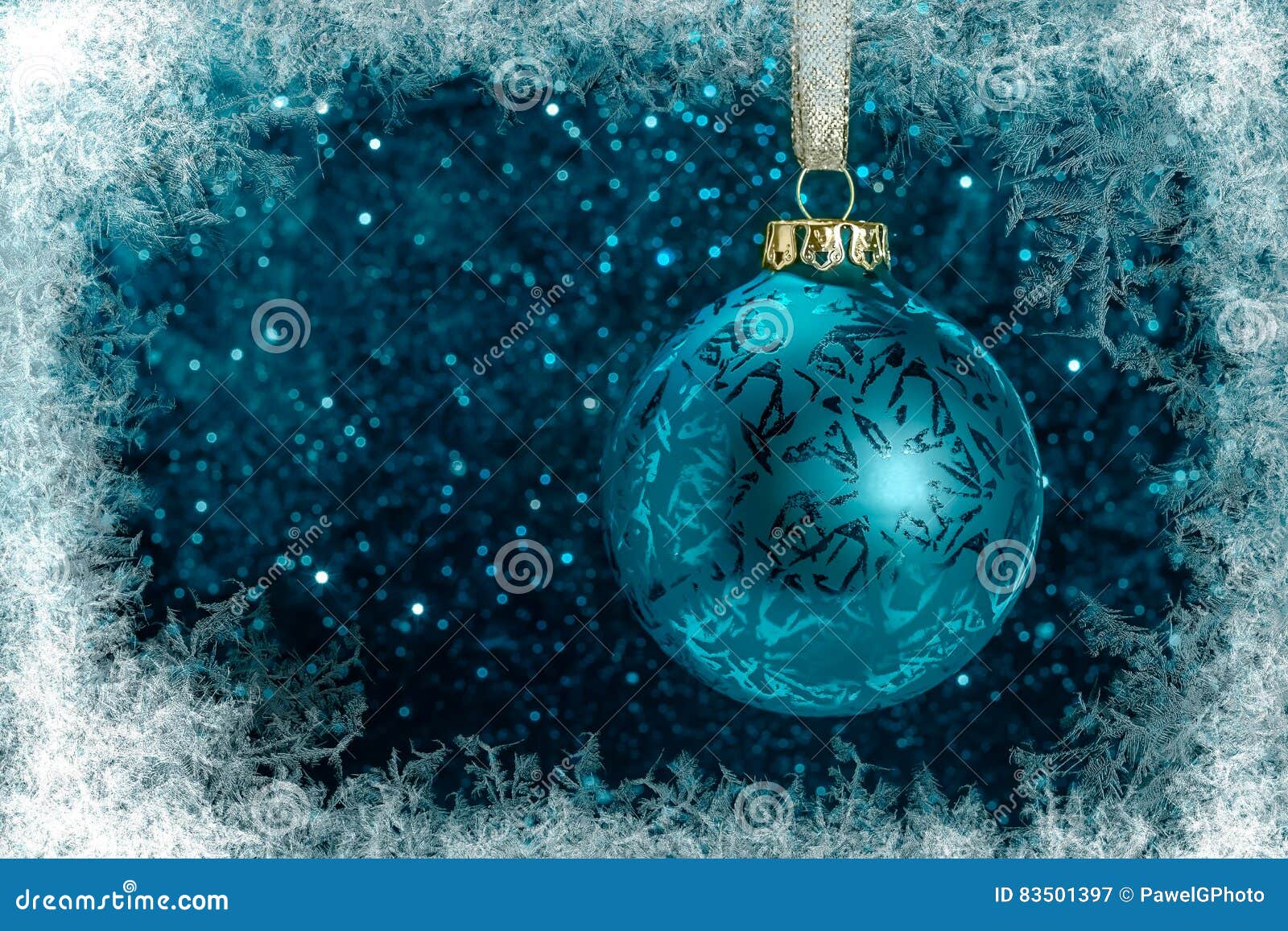 Decorative Christmas Tree Ball In Front Of Sparkling Background