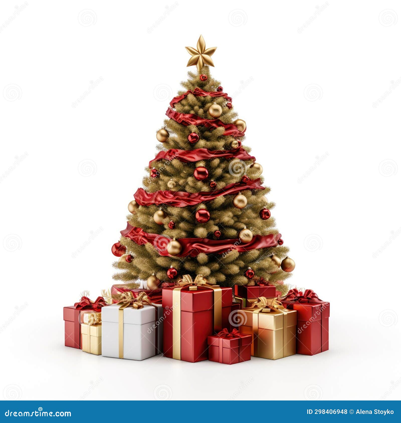 Decorative Christmas Tree Isolated on White Background Stock Photo