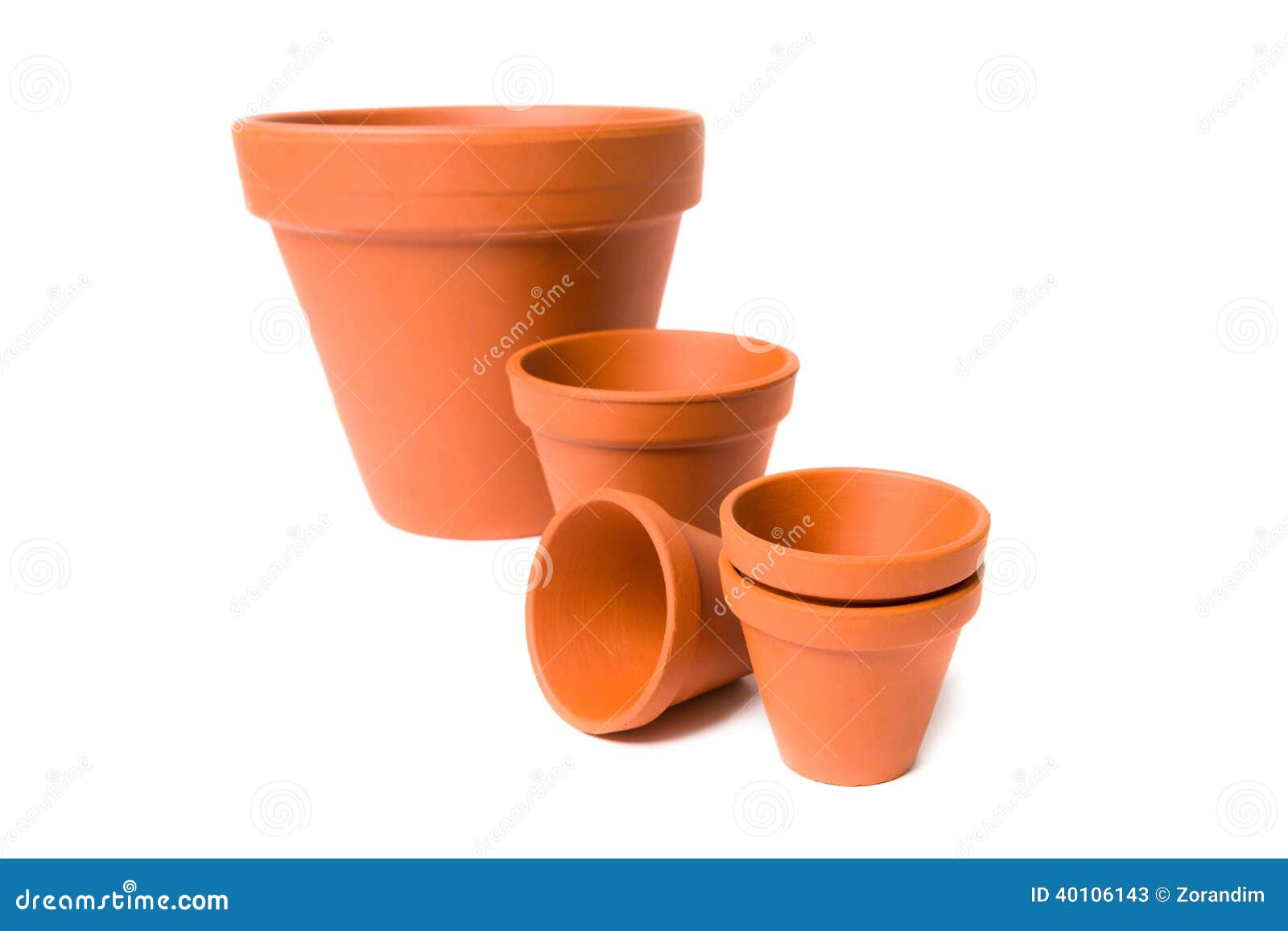 Decorative Clay Flower Pots Isolated on the White Stock Image Image of container, terracotta