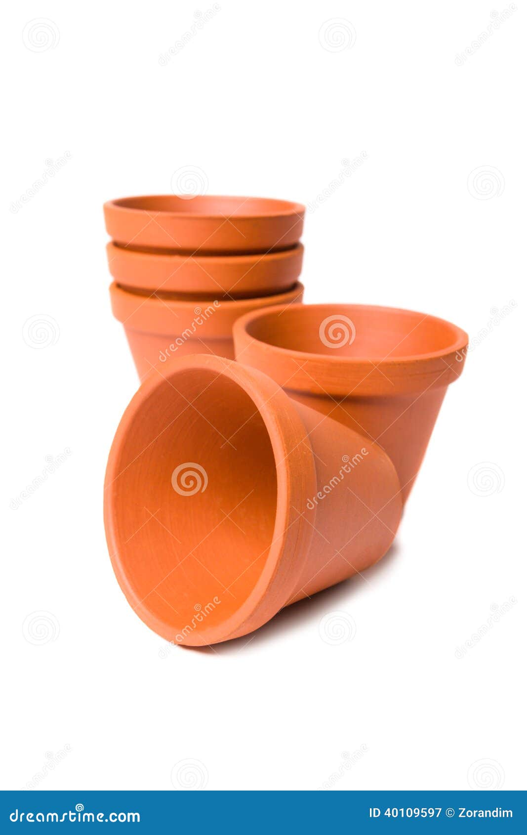 Decorative Clay Flower Pots Isolated on the White Stock Image Image