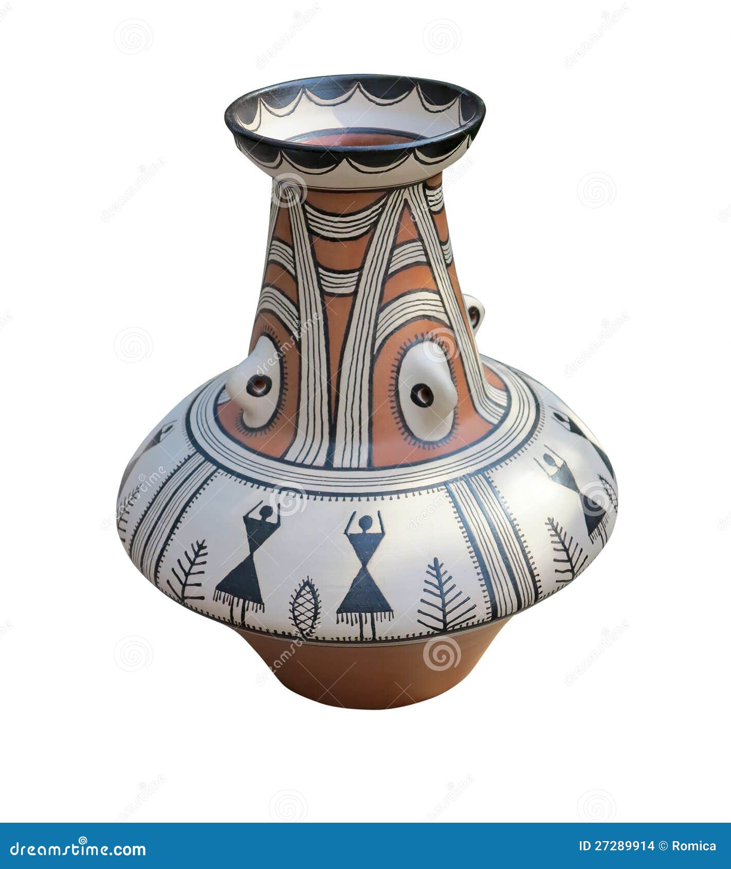 Decorative Clay Vessel with Pattern Stock Photo Image of container