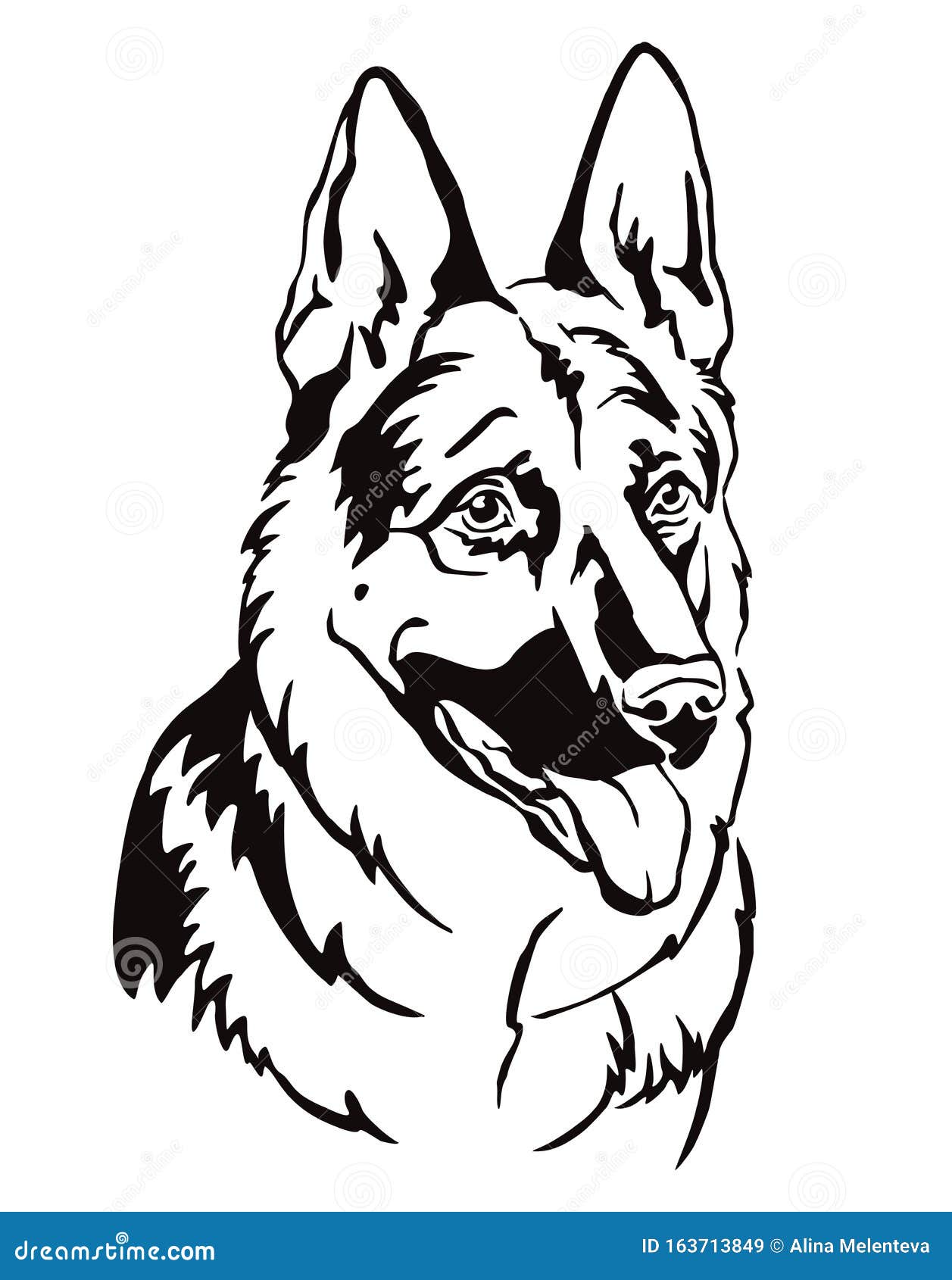 Decorative Portrait of German Shepherd Vector Illustration Stock Vector ...