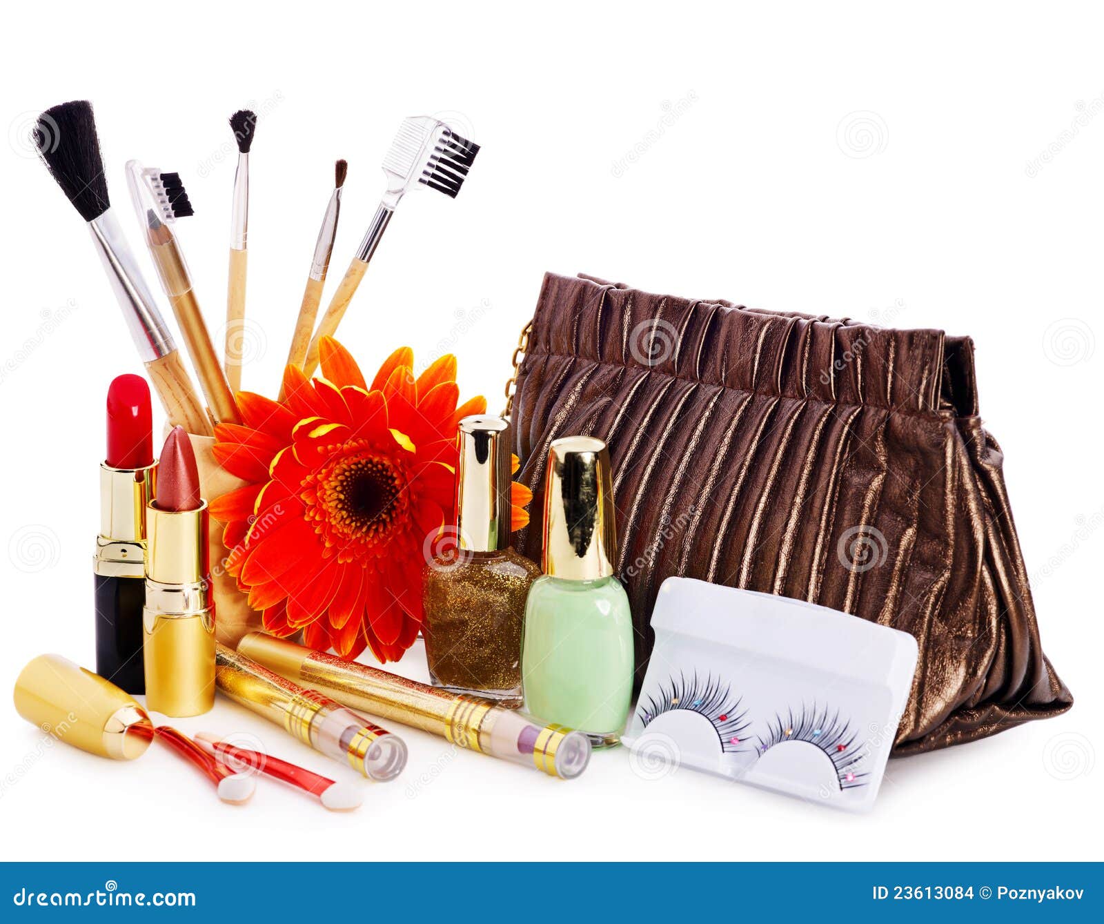 Decorative Cosmetics and Flower. Stock Photo Image of accessories