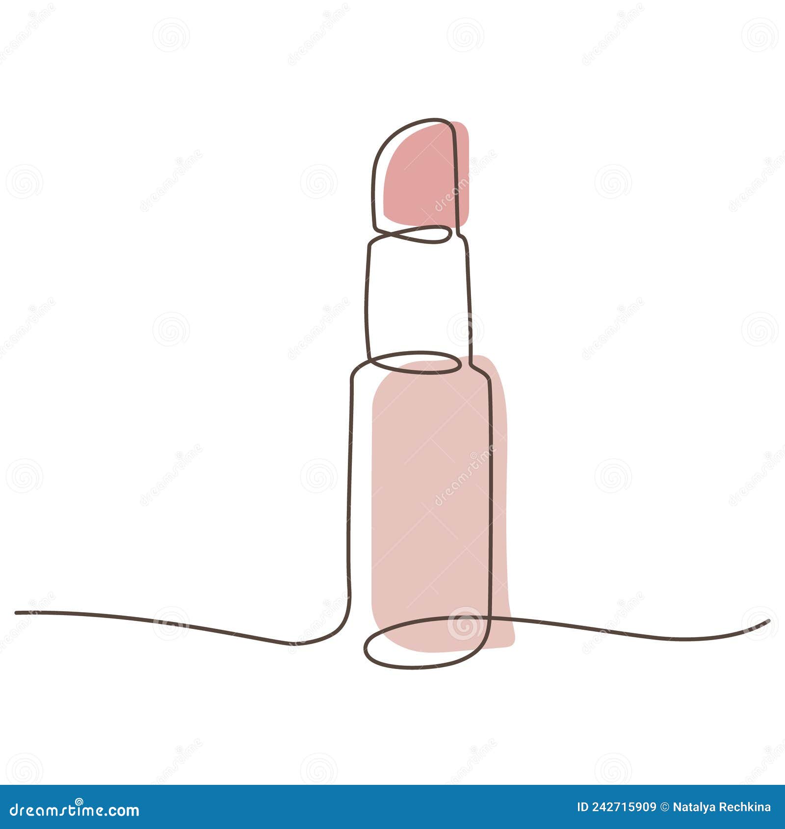 Decorative Cosmetics for Makeup Lipstick, Continuous One Line Drawing