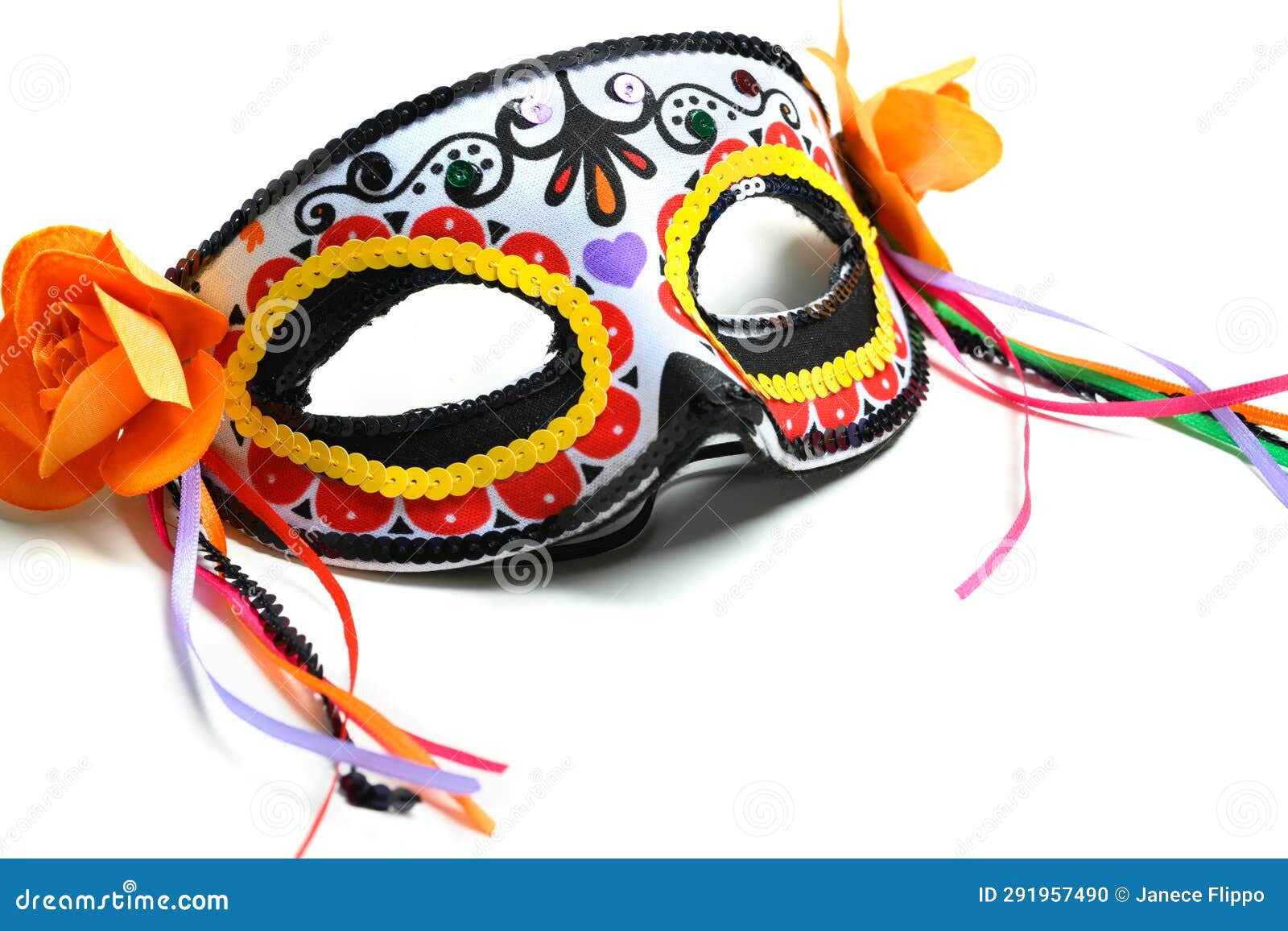 decorative day of the dead or dia de los muertos mask or halloween mask. calaveras or calaca