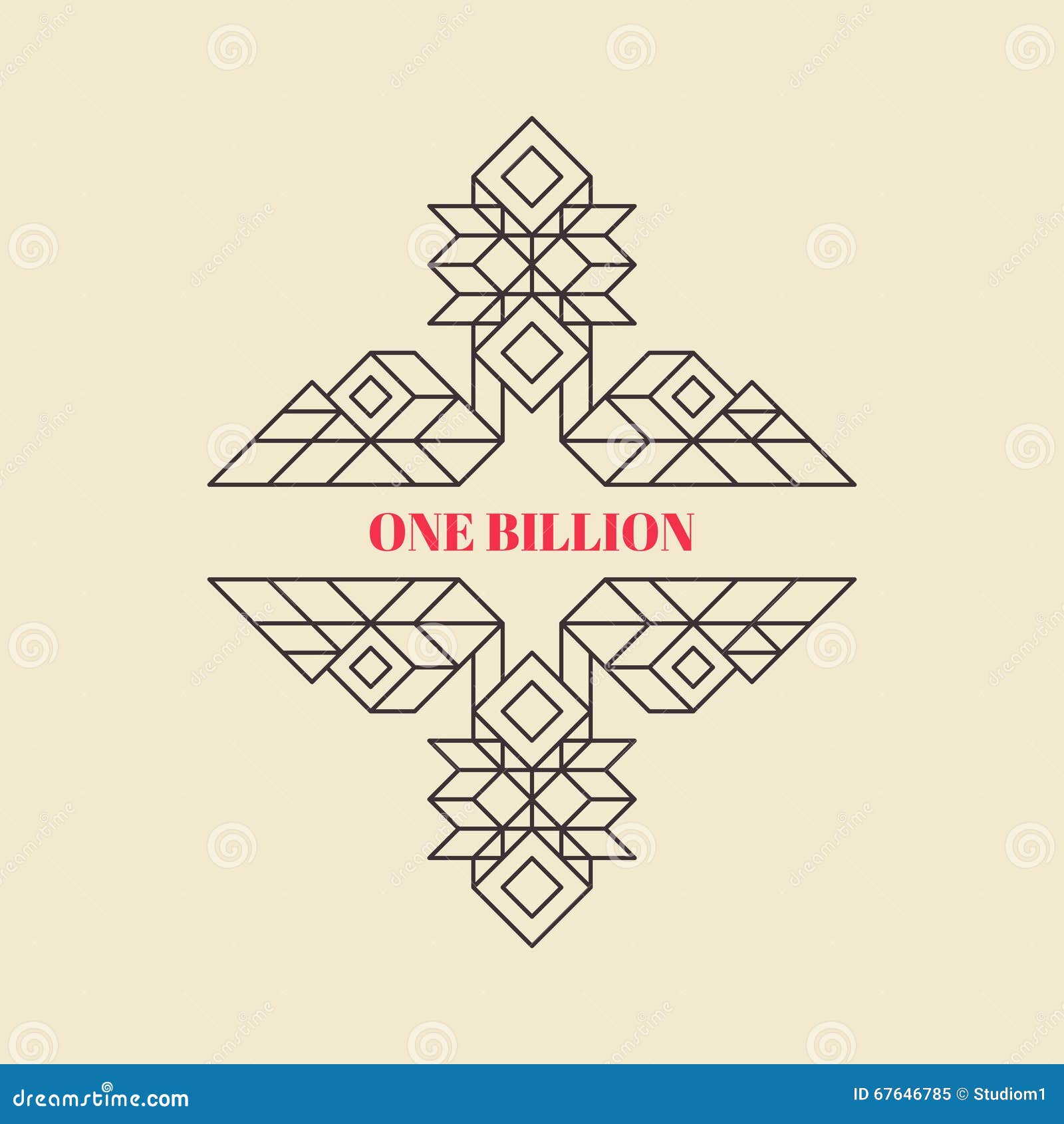 Line Art Poster Design : Decorative design element in retro style vector