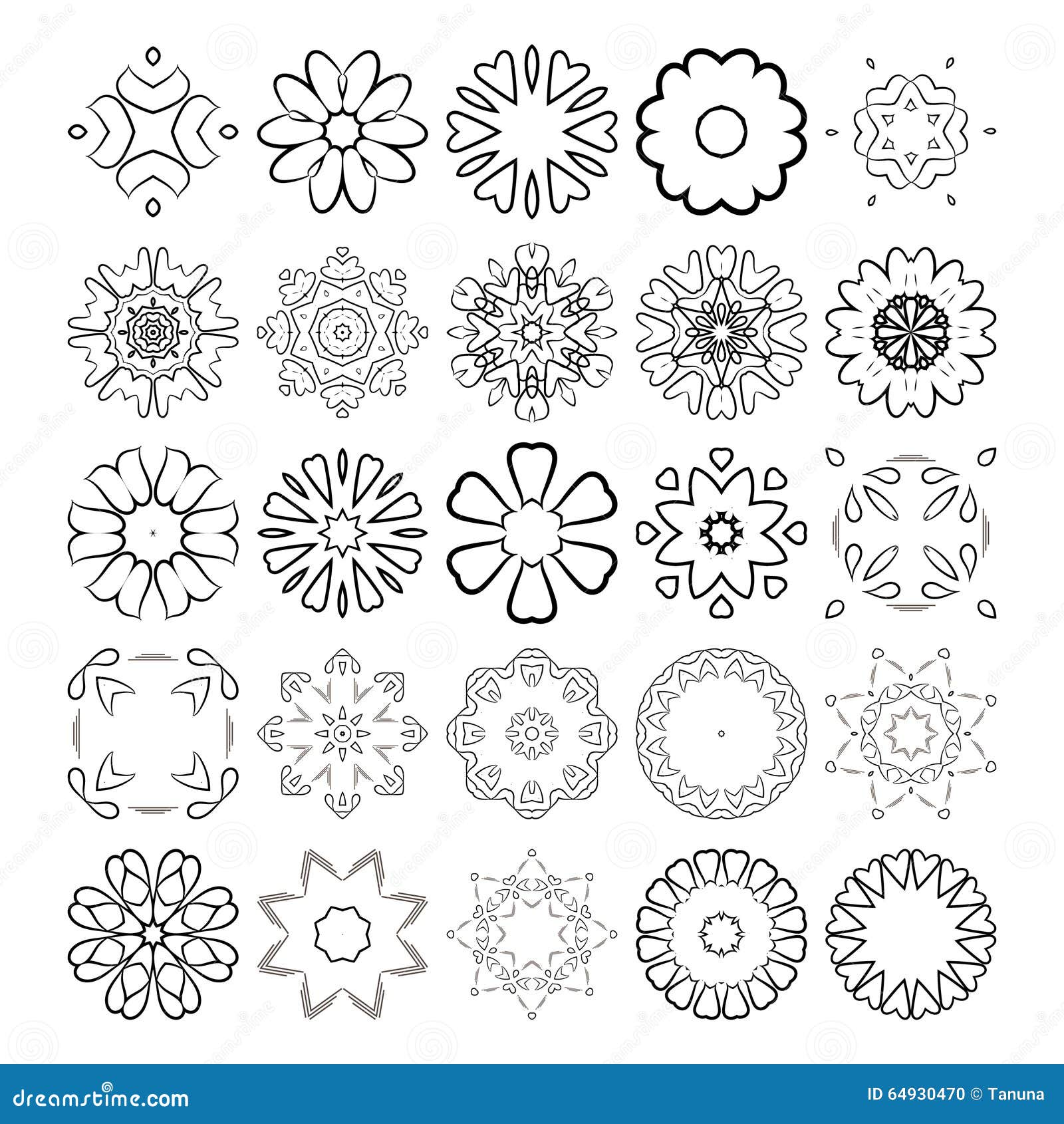 Decorative Design Elements. Circle Ornament. Vector Set. Stock Vector