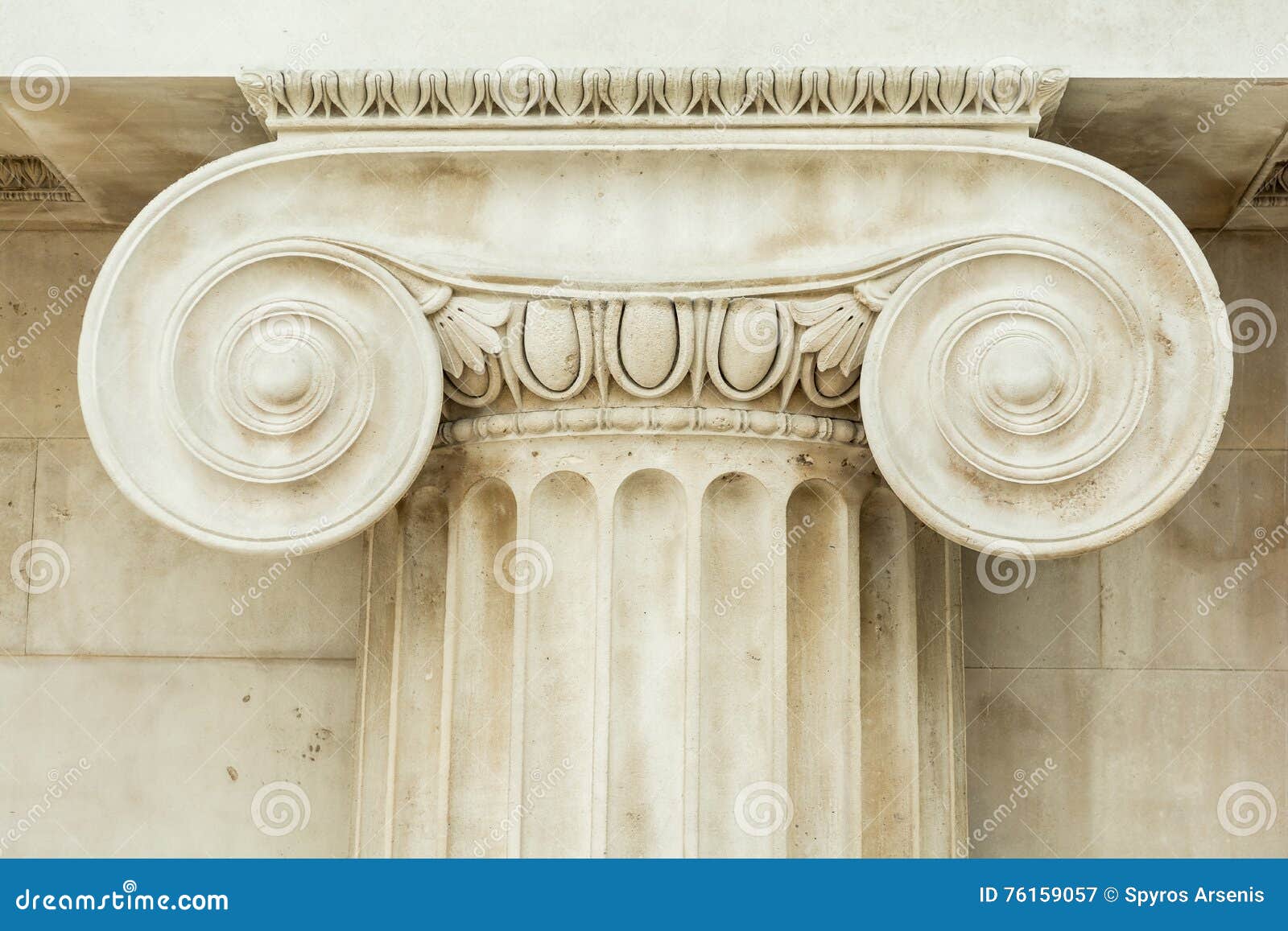 decorative detail of an ancient ionic column
