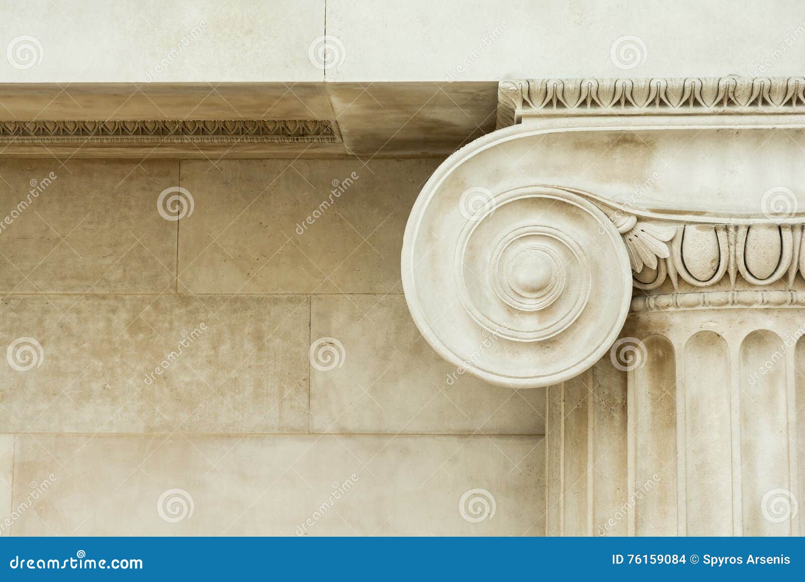 decorative detail of an ancient ionic column