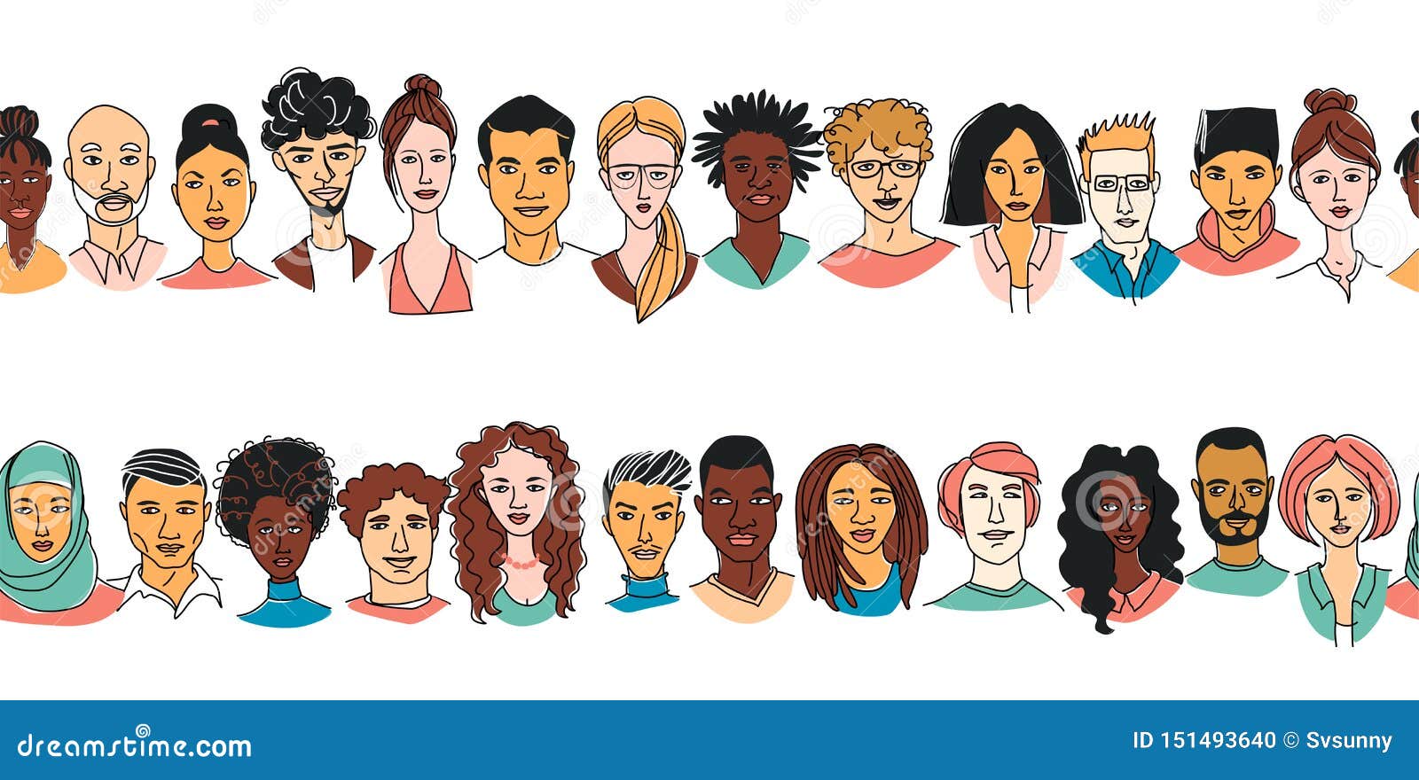 Decorative Diverse Women`s Men`s Head Seamless Pattern Background. Multiethnic Gruop Stock Vector - Illustration of crowd, graphic: 151493640 Decorative Diverse Women`s Men`s Head Seamless Pattern Background. Multiethnic Gruop Stock Vector - Illustration of crowd, graphic: 151493640