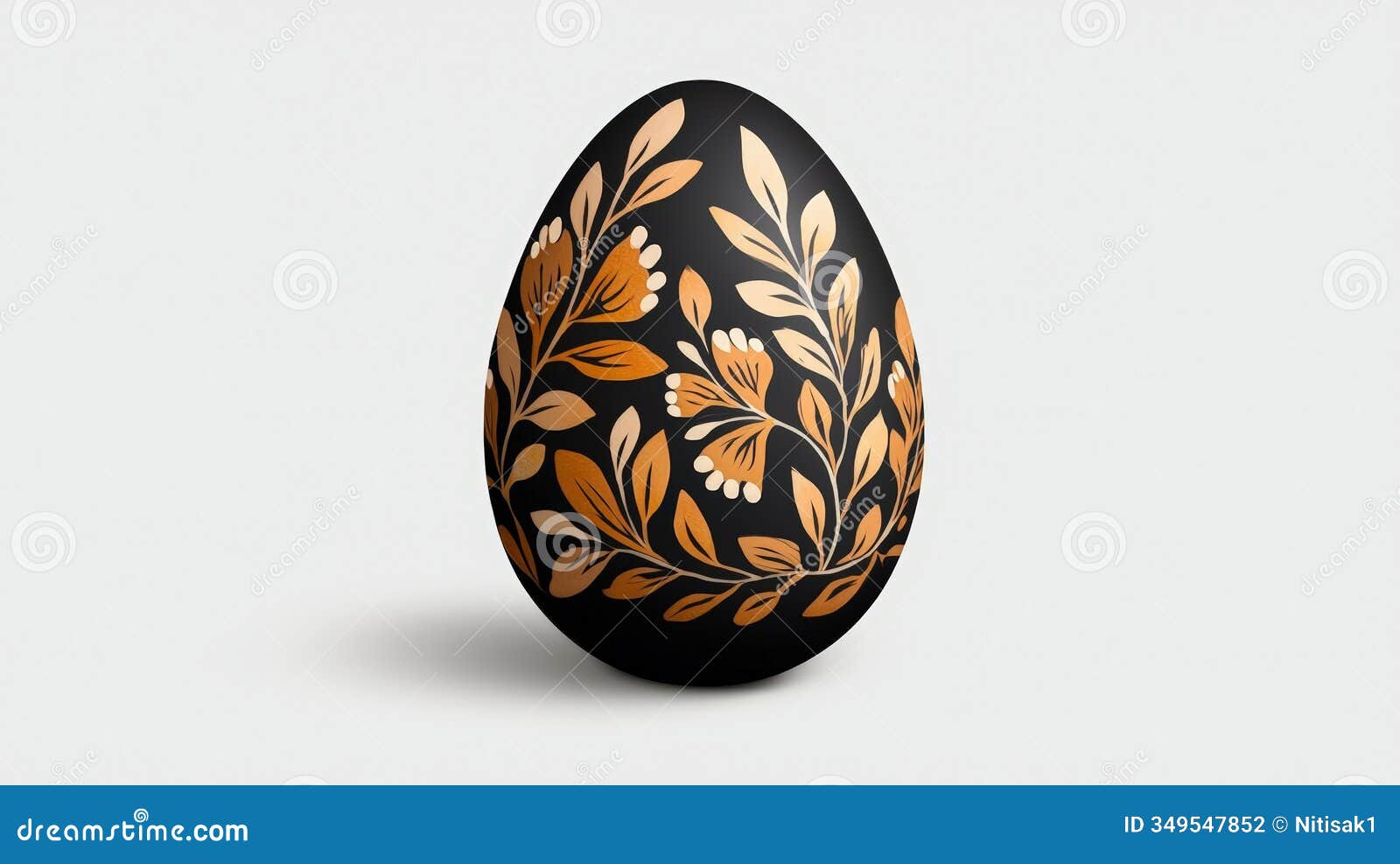 decorative easter egg with floral patterns  on white background
