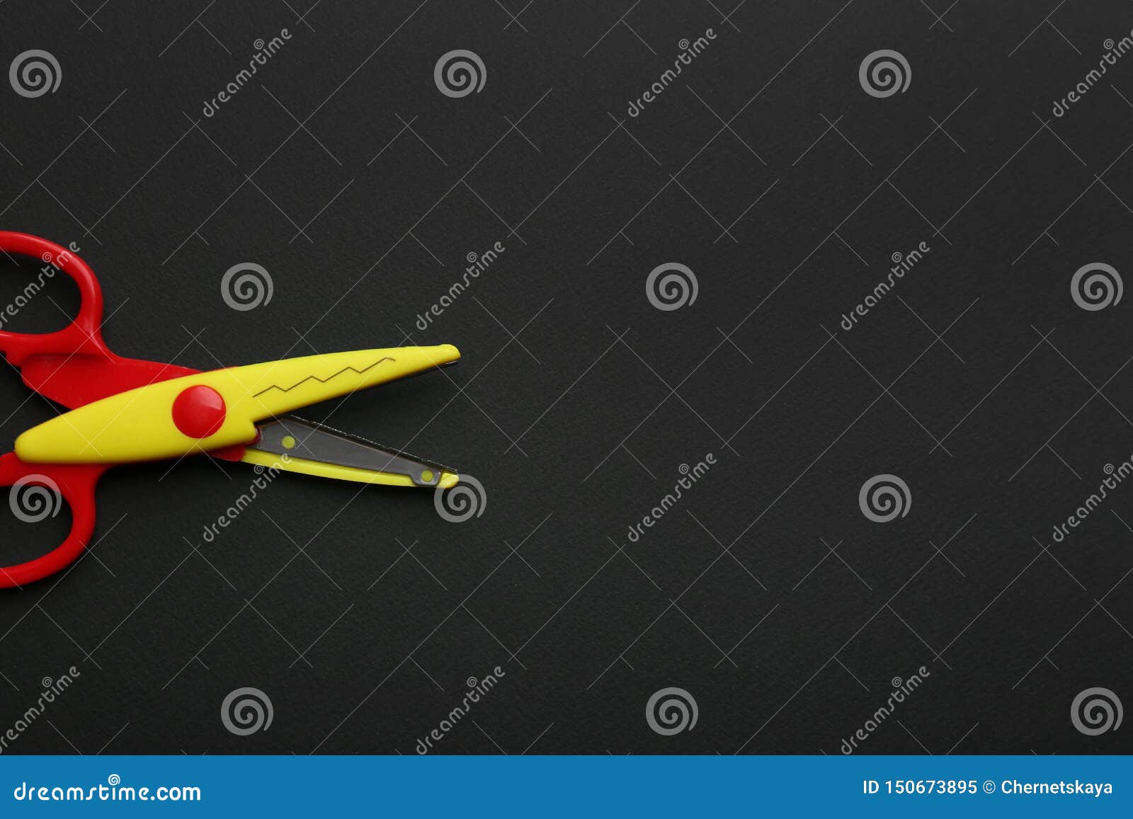 Decorative Edge Scissors On Dark Background Space For Text Stock