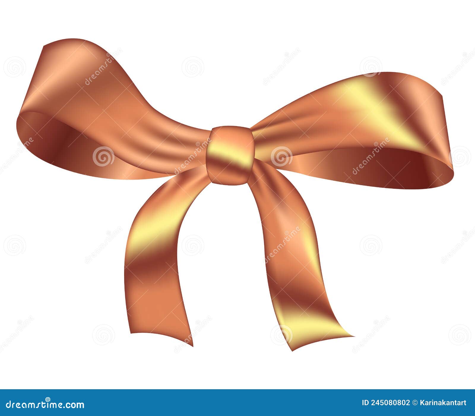 Decorative Element. Bronze Bow on a White Background Stock Vector
