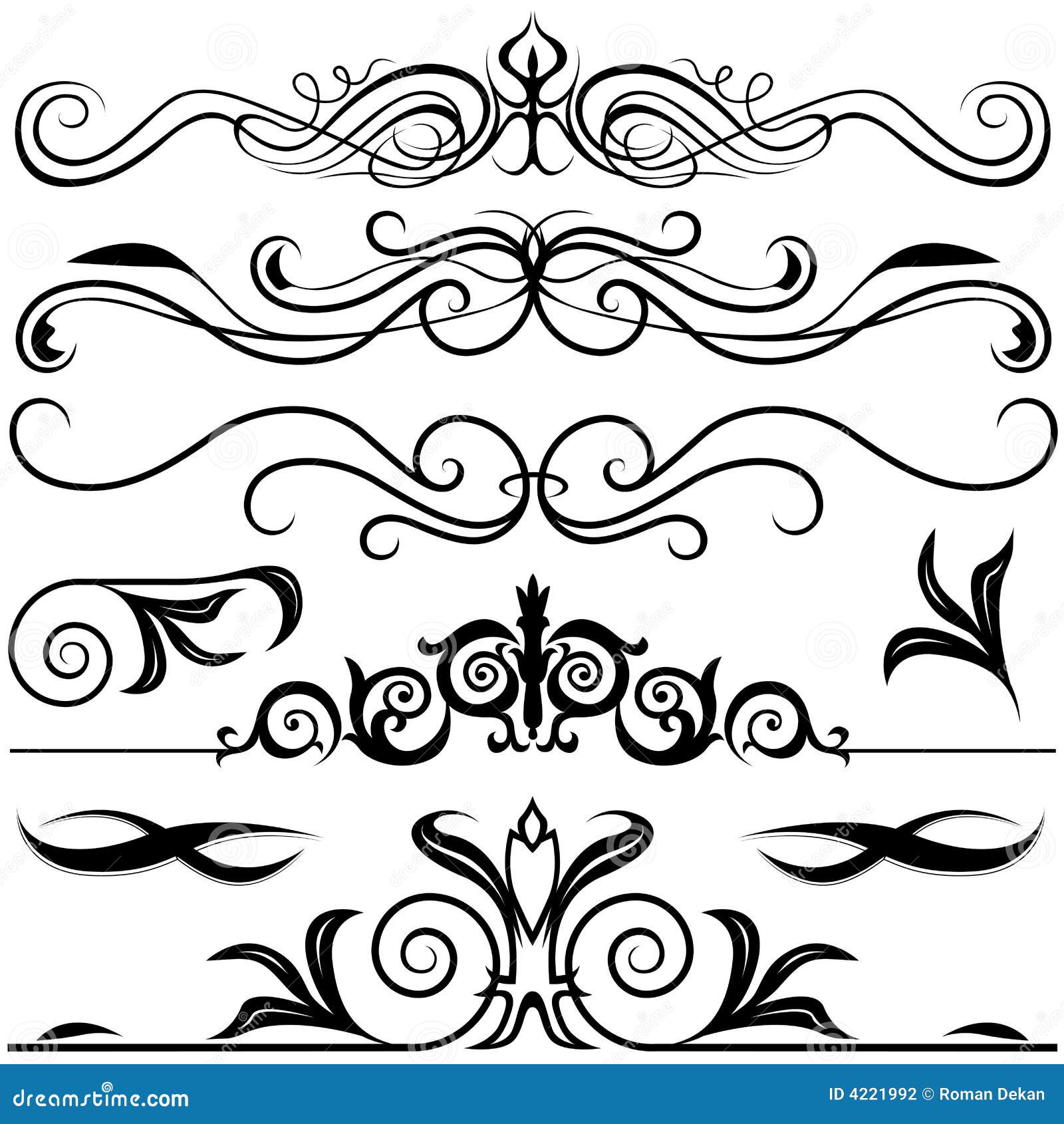  Decorative Elements  A stock vector Illustration of scroll 