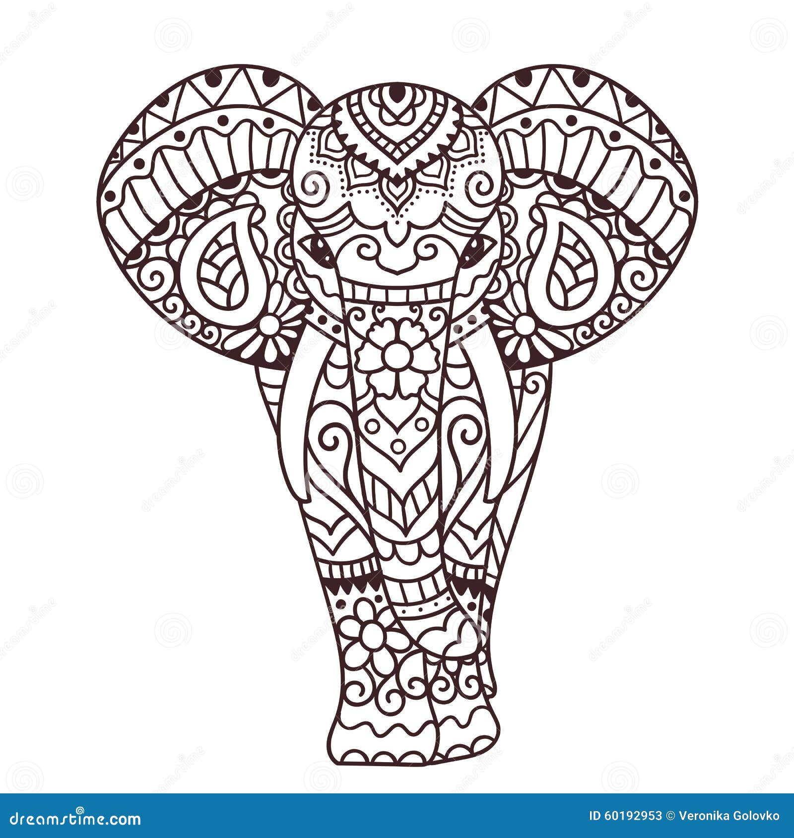 Decorative Elephant Illustration Stock Vector - Image: 60192953