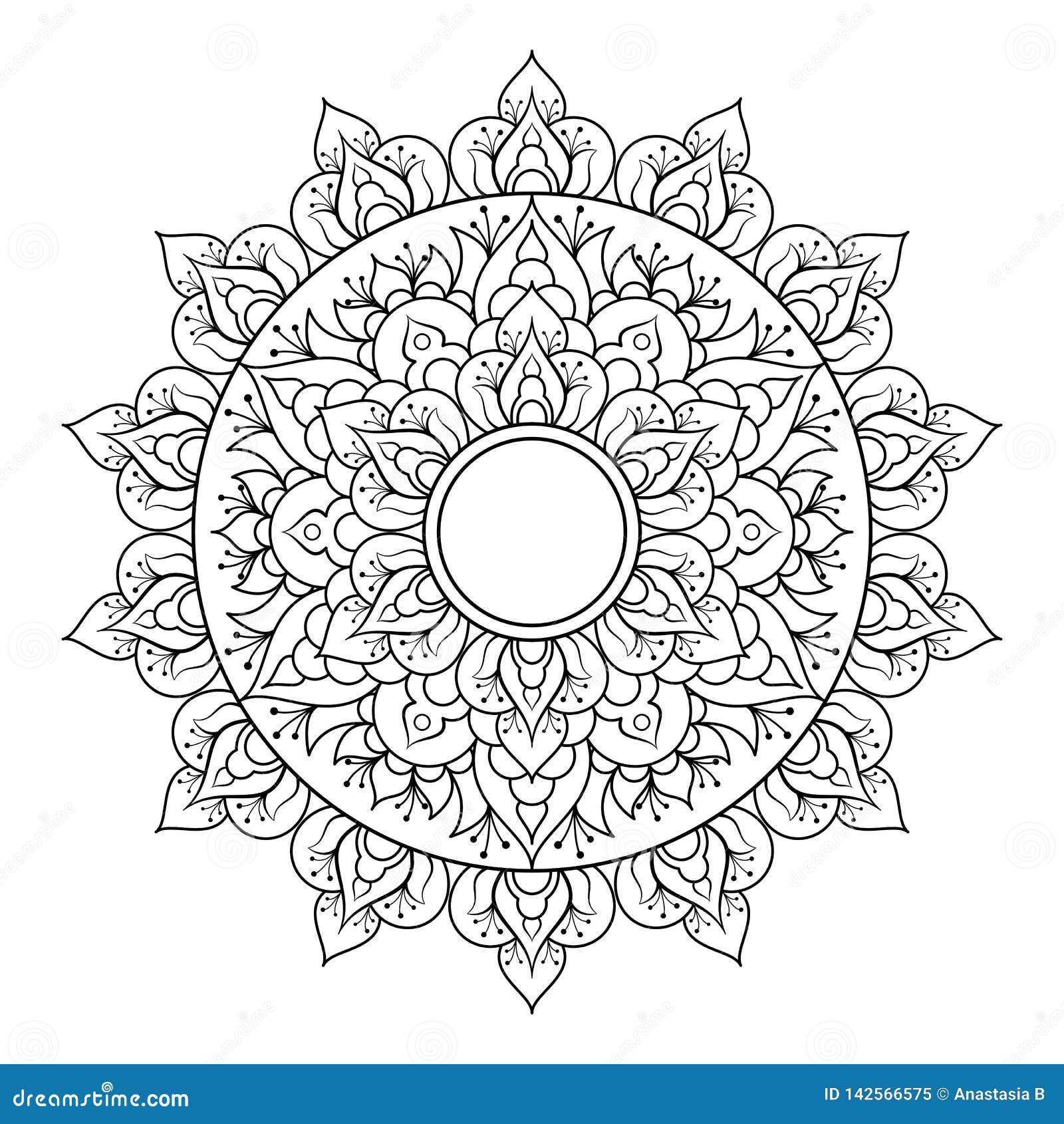 Download Decorative Ethnic Mandala Pattern. Anti-stress Coloring Book Page For Adults. Unusual Flower ...