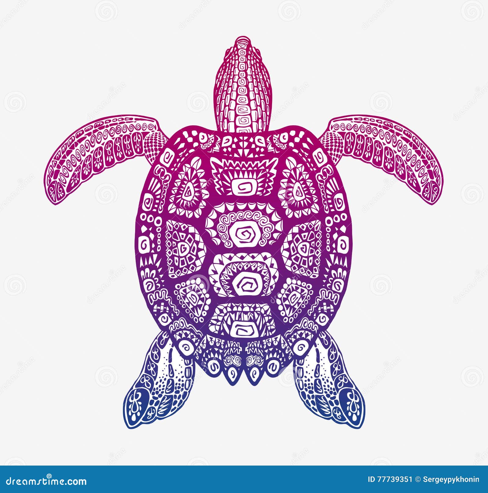 Decorative Ethnic Turtle with Ornamental Pattern. Vector Tribal Totem Animal  Stock Vector - Illustration of drawing, decorative: 77739351