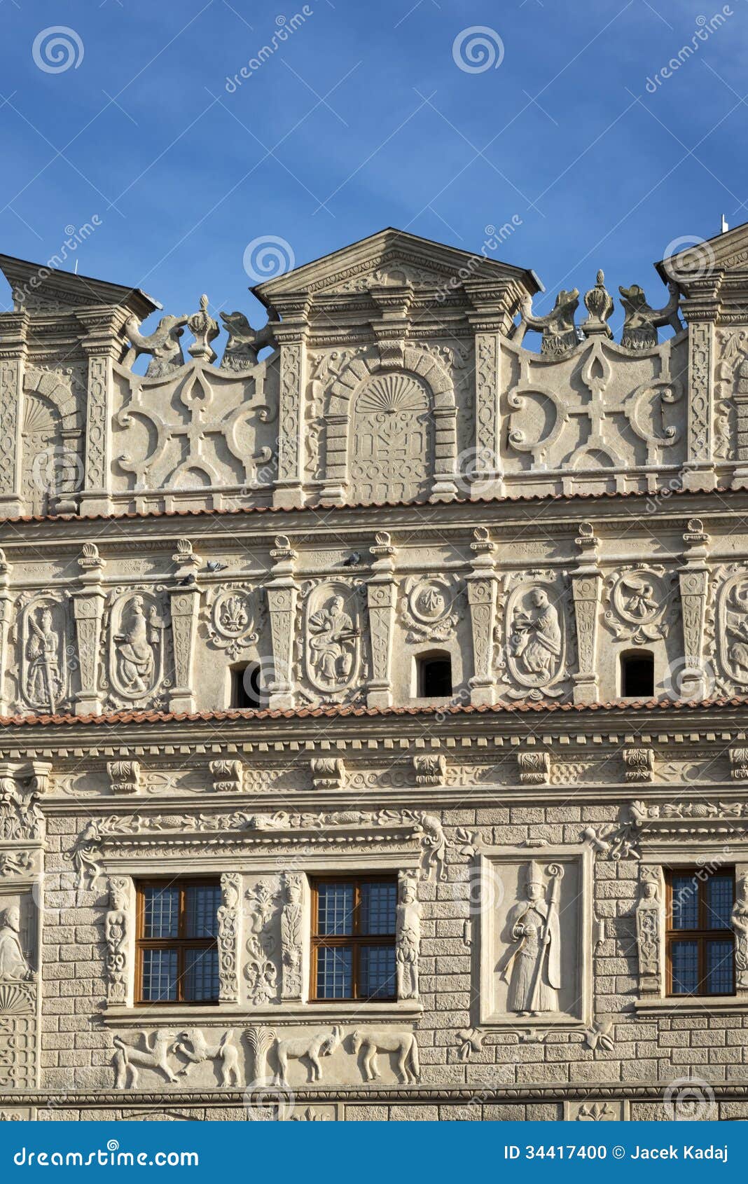decorative facade at the market square in kazimierz dolny