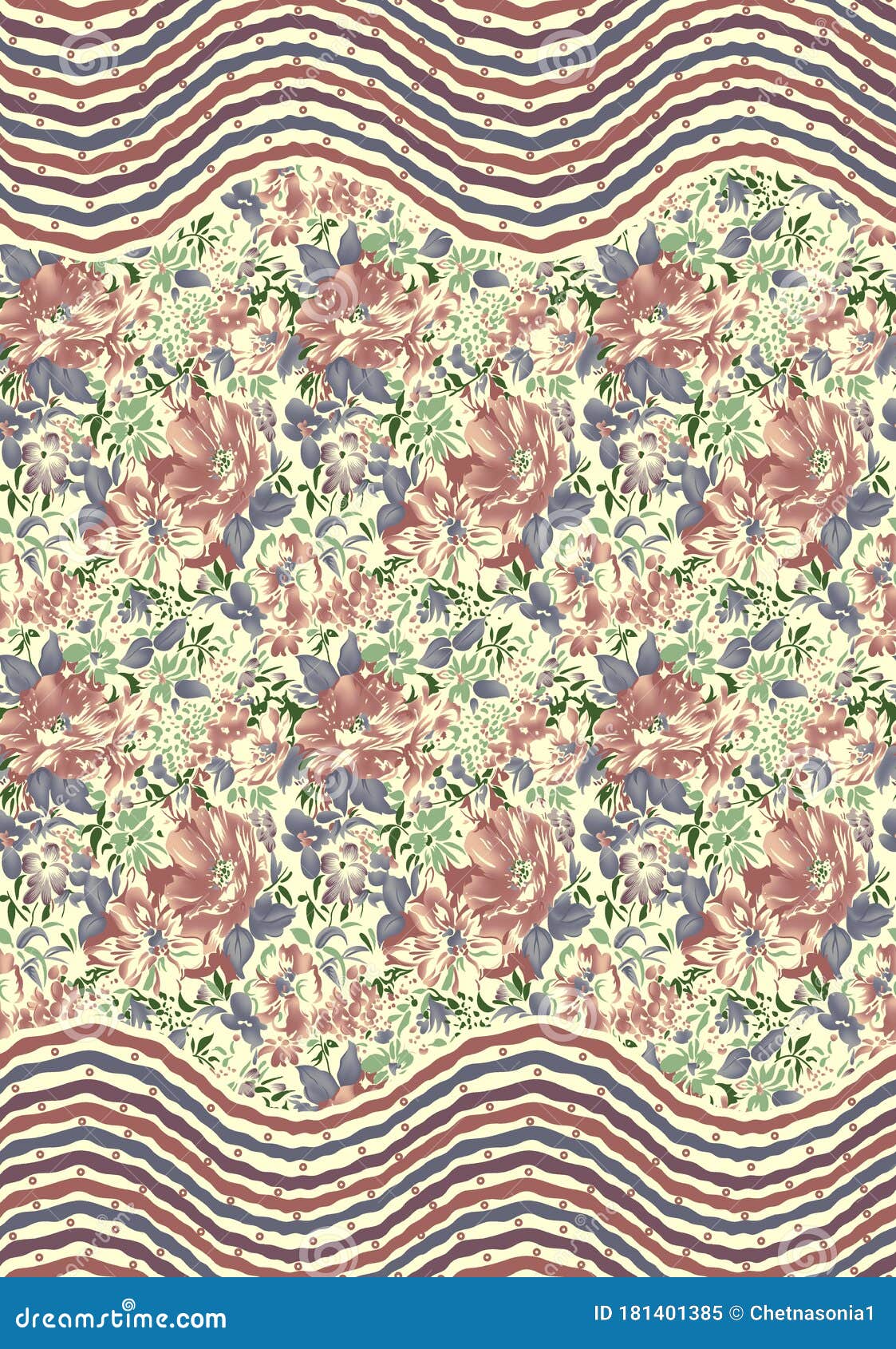 Decorative Flower Design with Digital Background Stock Illustration