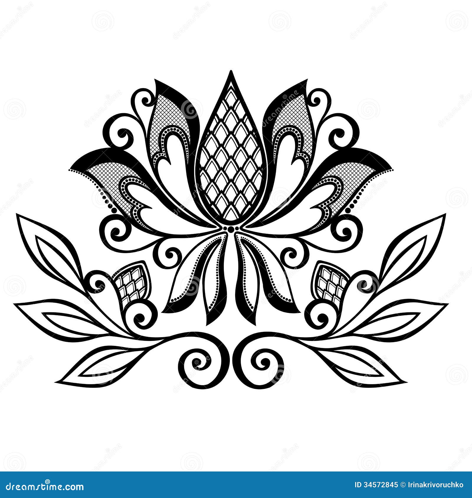 Download Decorative Flower With Leaves Stock Vector - Illustration ...