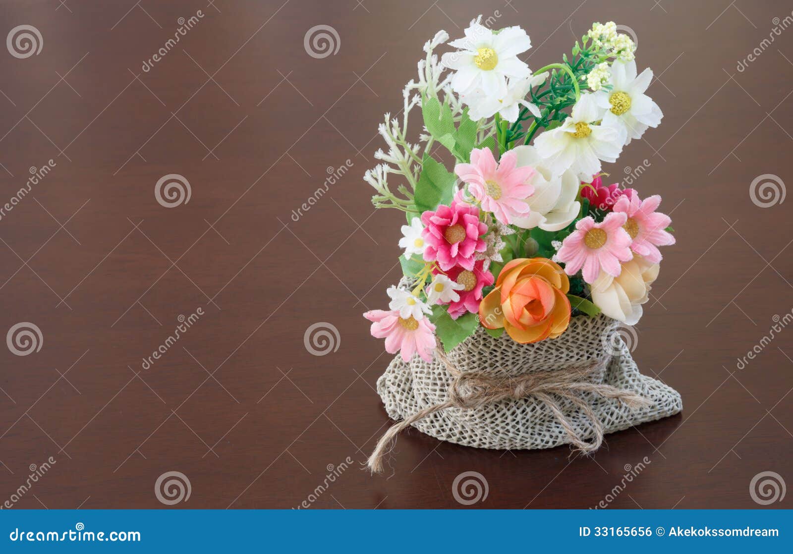 Decorative Flower on Wooden Desk Stock Photo Image of decoration
