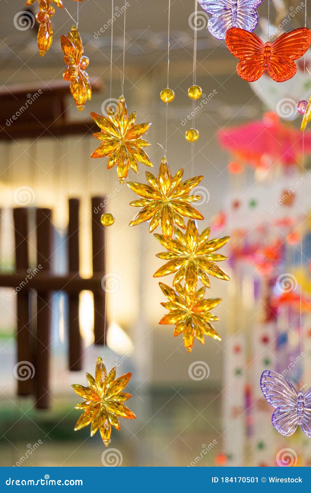 Decorative Flowers and Butterflies Hanging from the Ceiling Stock Image Image of ceiling, star