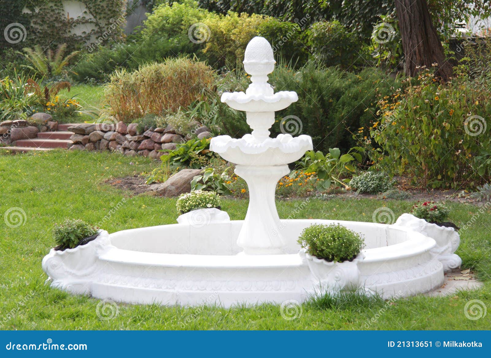 Decorative Fountain in the Garden Stock Image Image of white, garden