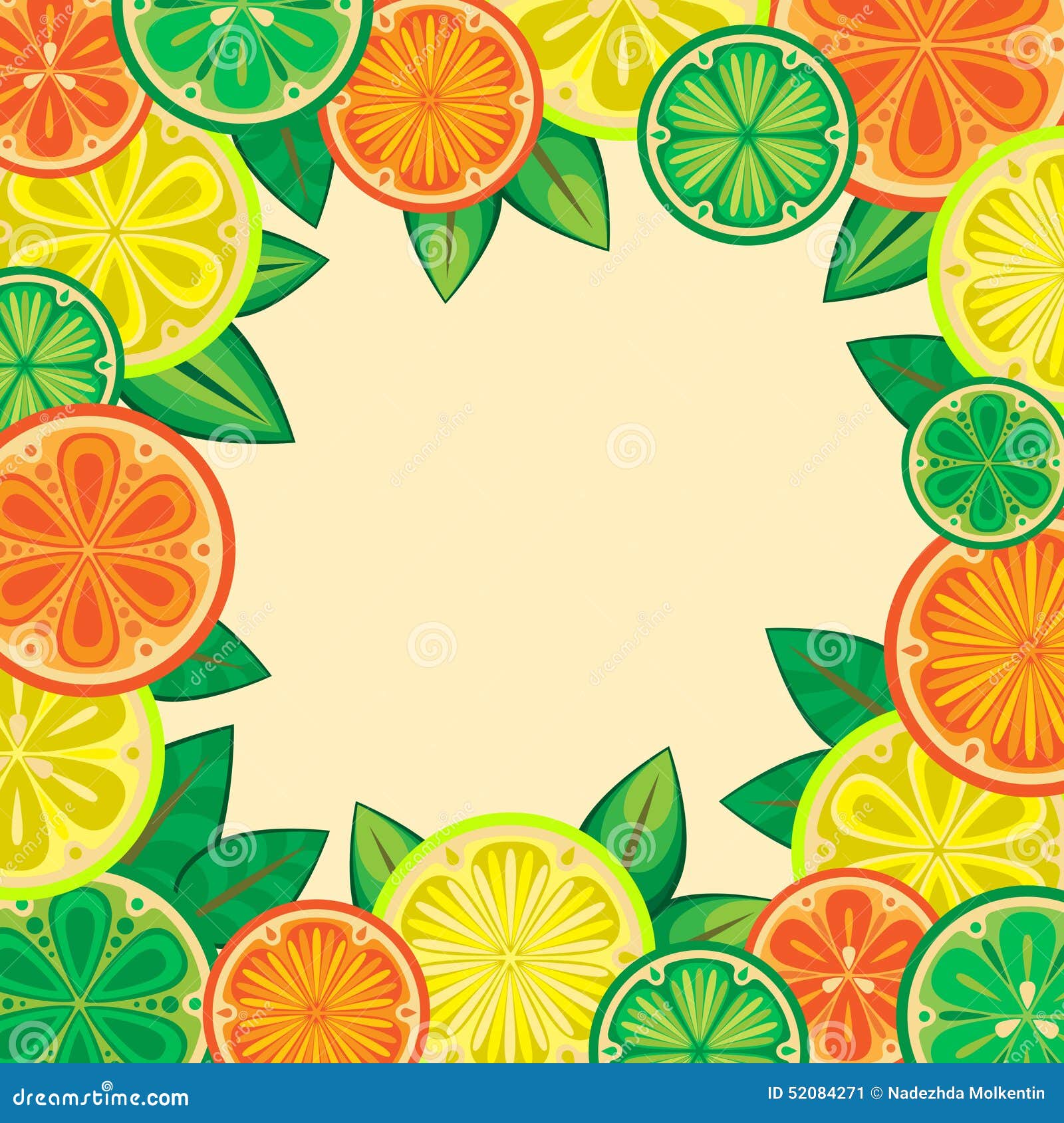 Decorative Frame of Oranges, Lemons and Limes Stock Illustration
