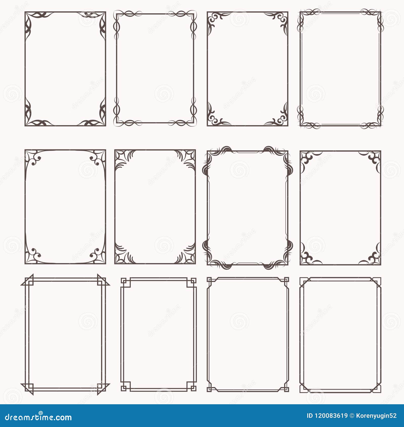 decorative frames and borders rectangle proportions set