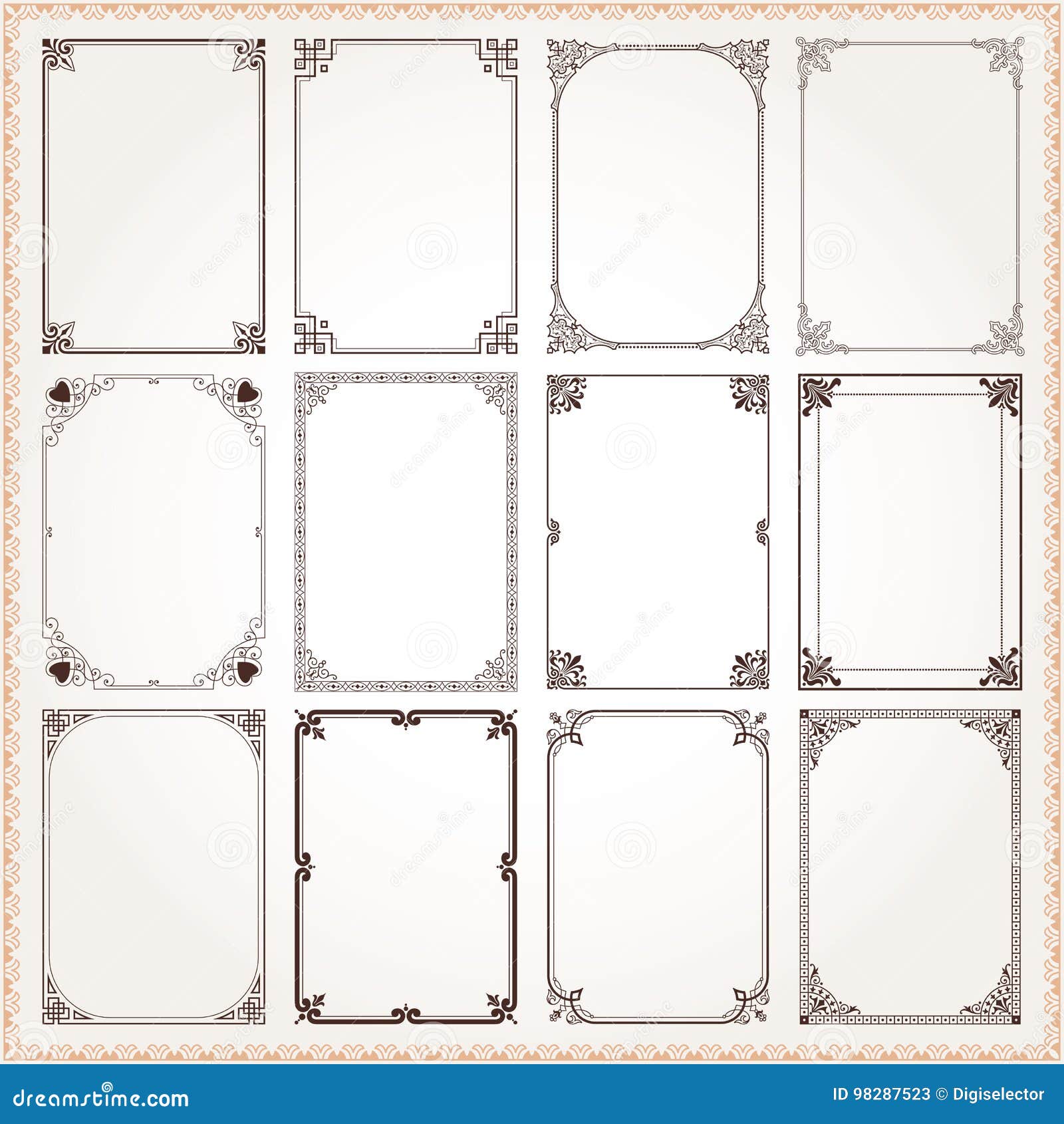 decorative frames and borders rectangle proportions set 6