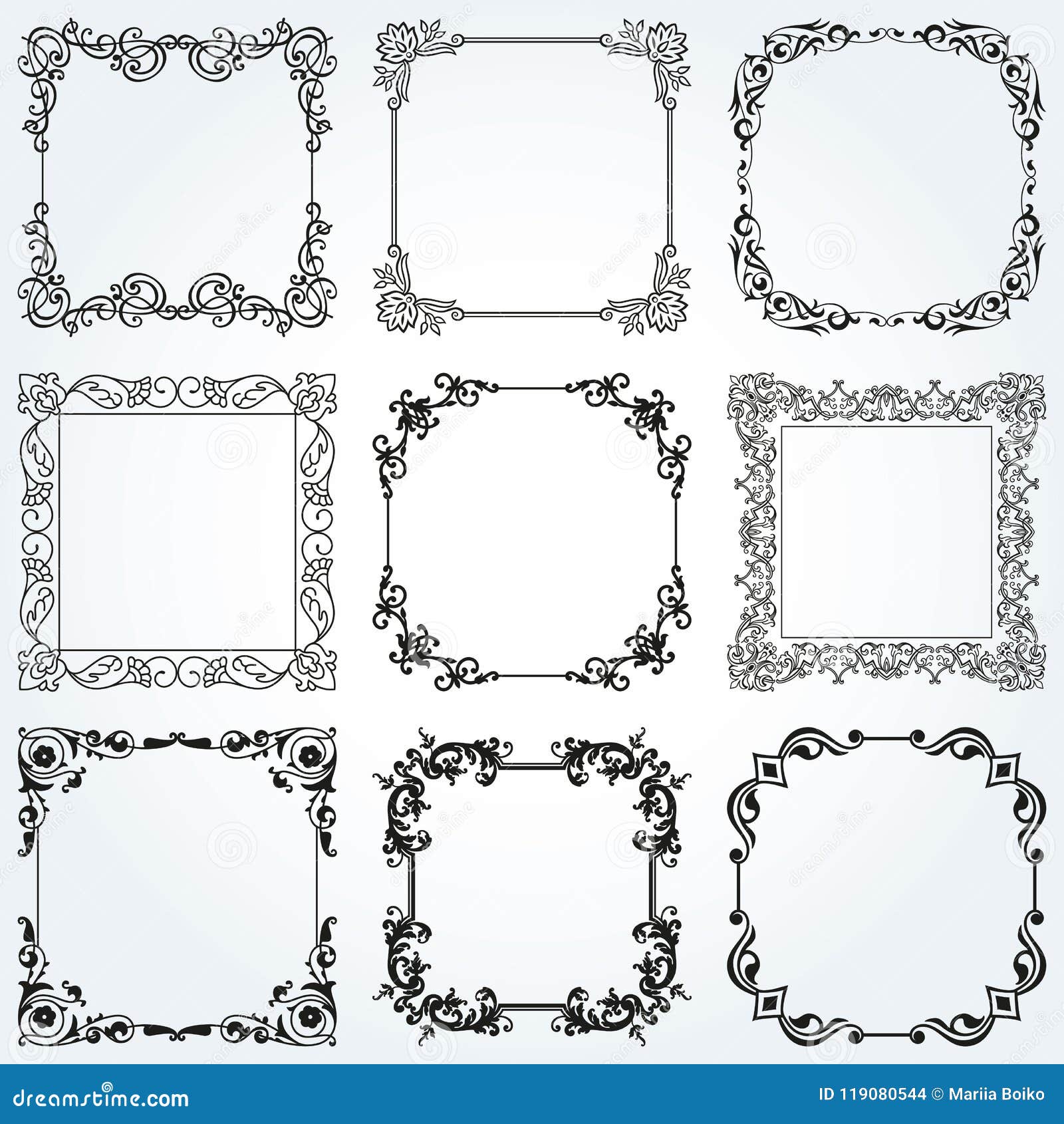 Download Decorative Frames And Borders Square Set Vector Stock ...