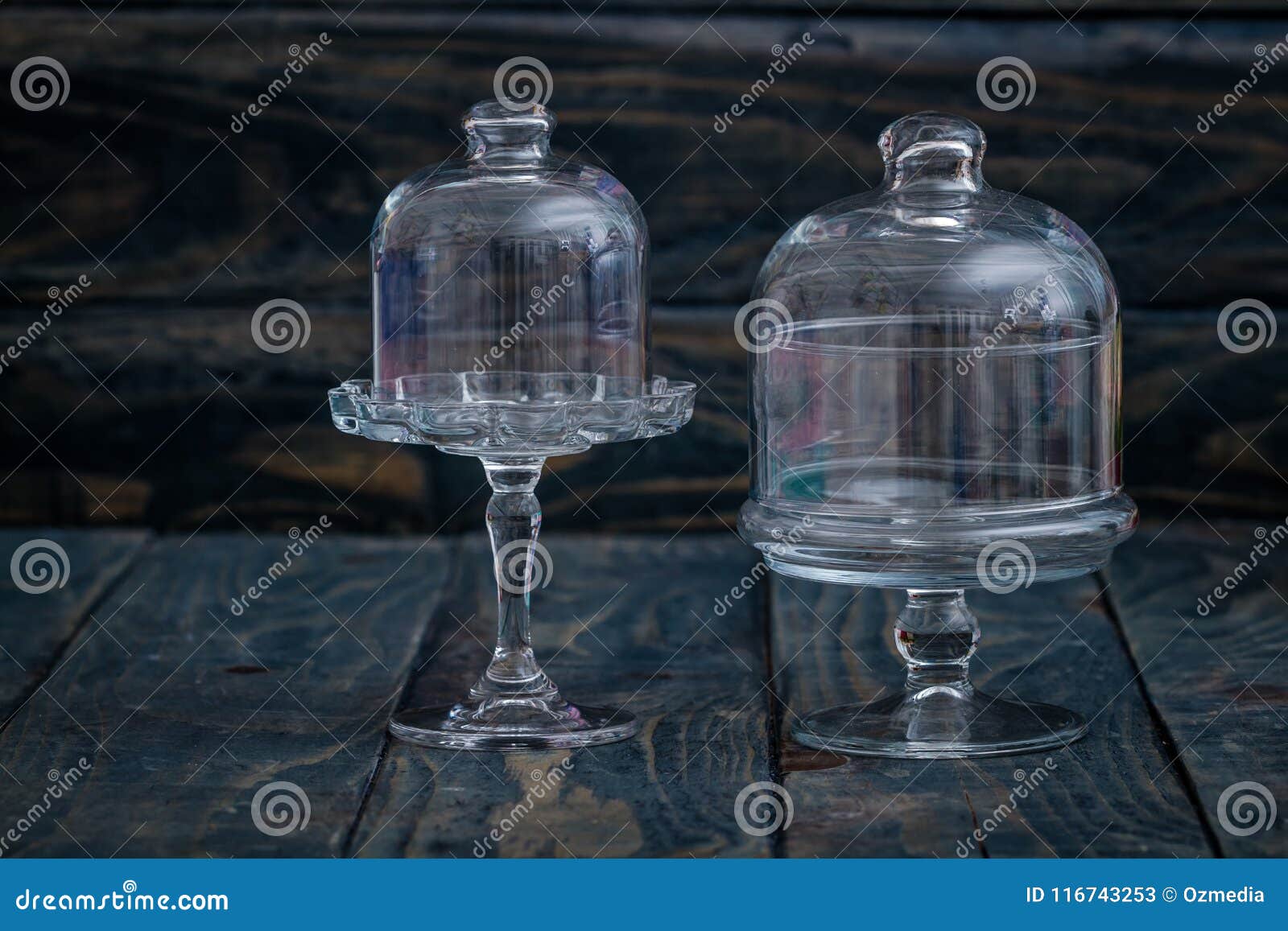 Decorative Glass Bells on Blue Wooden Background Stock Image Image of