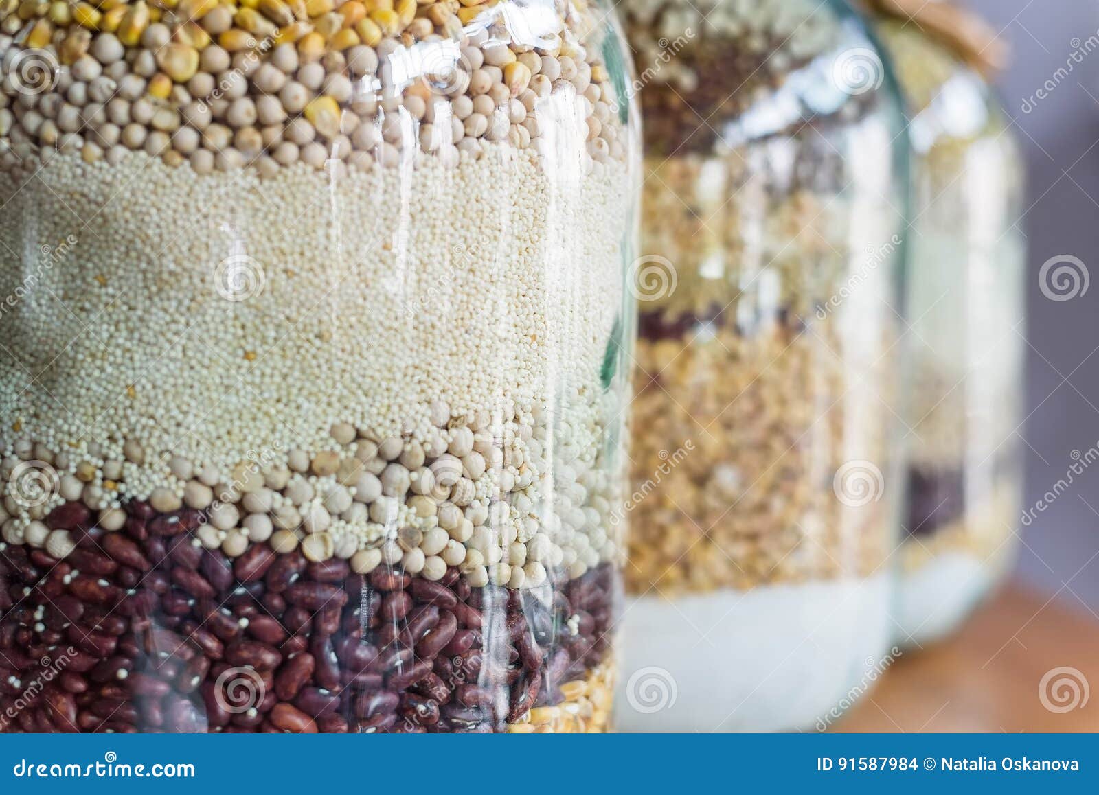 Decorative Glass Jar with Grains Stock Photo Image of ingredient, filled 91587984